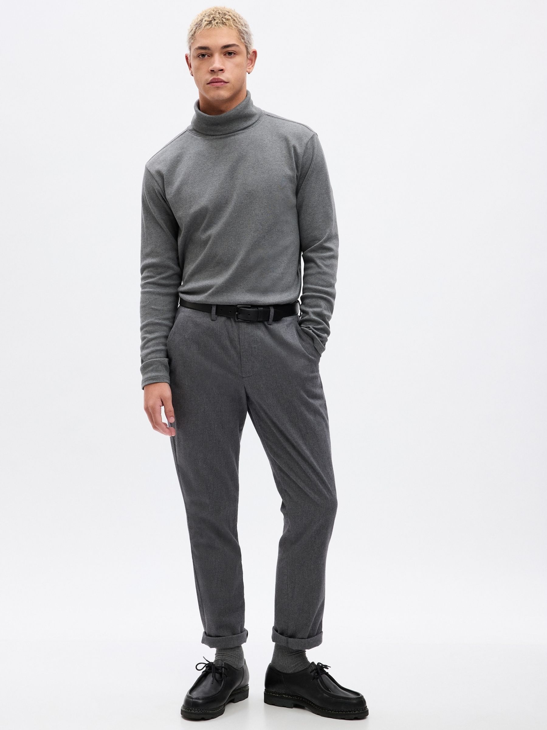 Grey Knit Turtle Neck Long Sleeve T-Shirt - Image 1 of 1