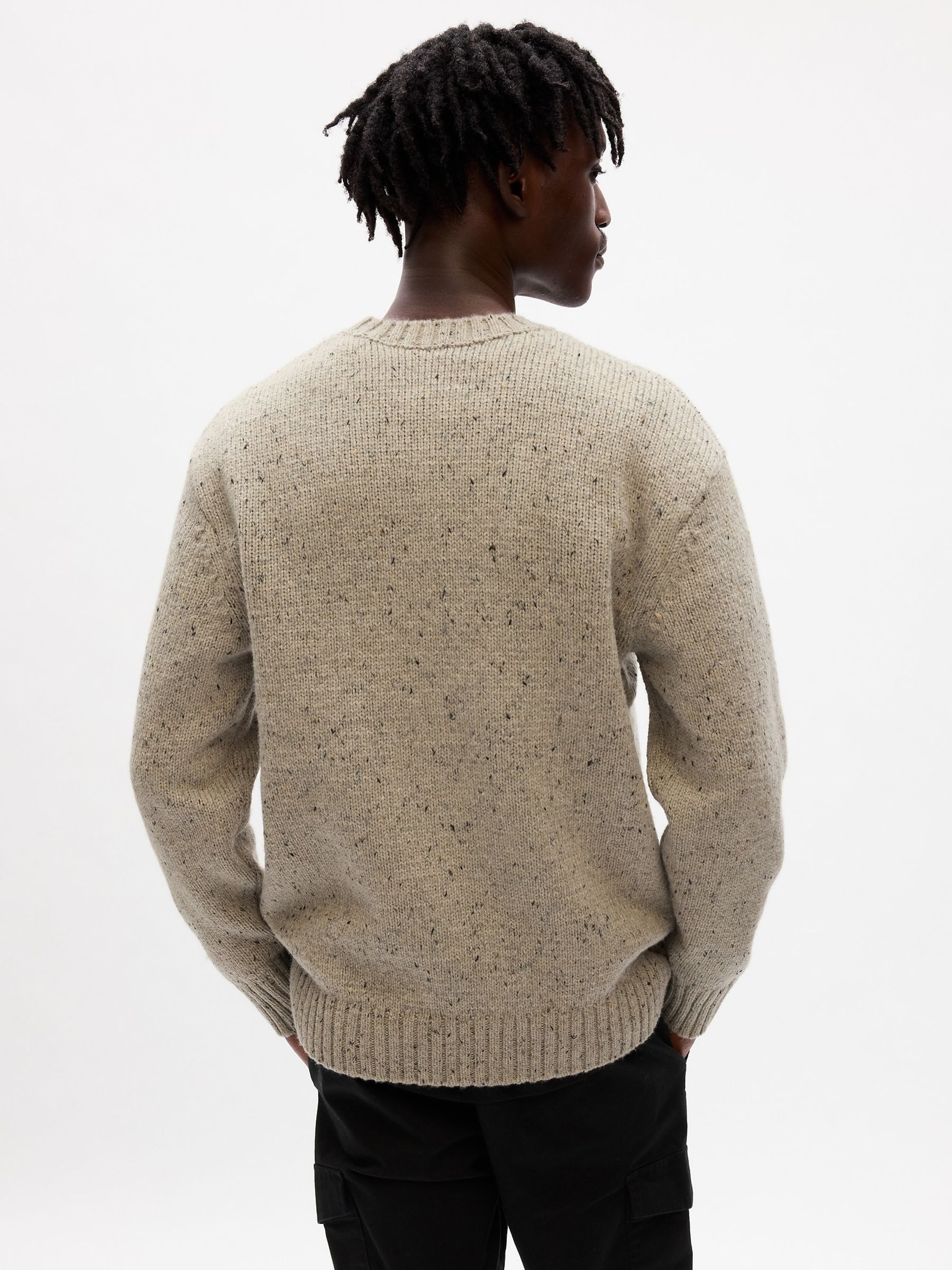 Beige Recycled Donegal Crew Neck Jumper - Image 2 of 4