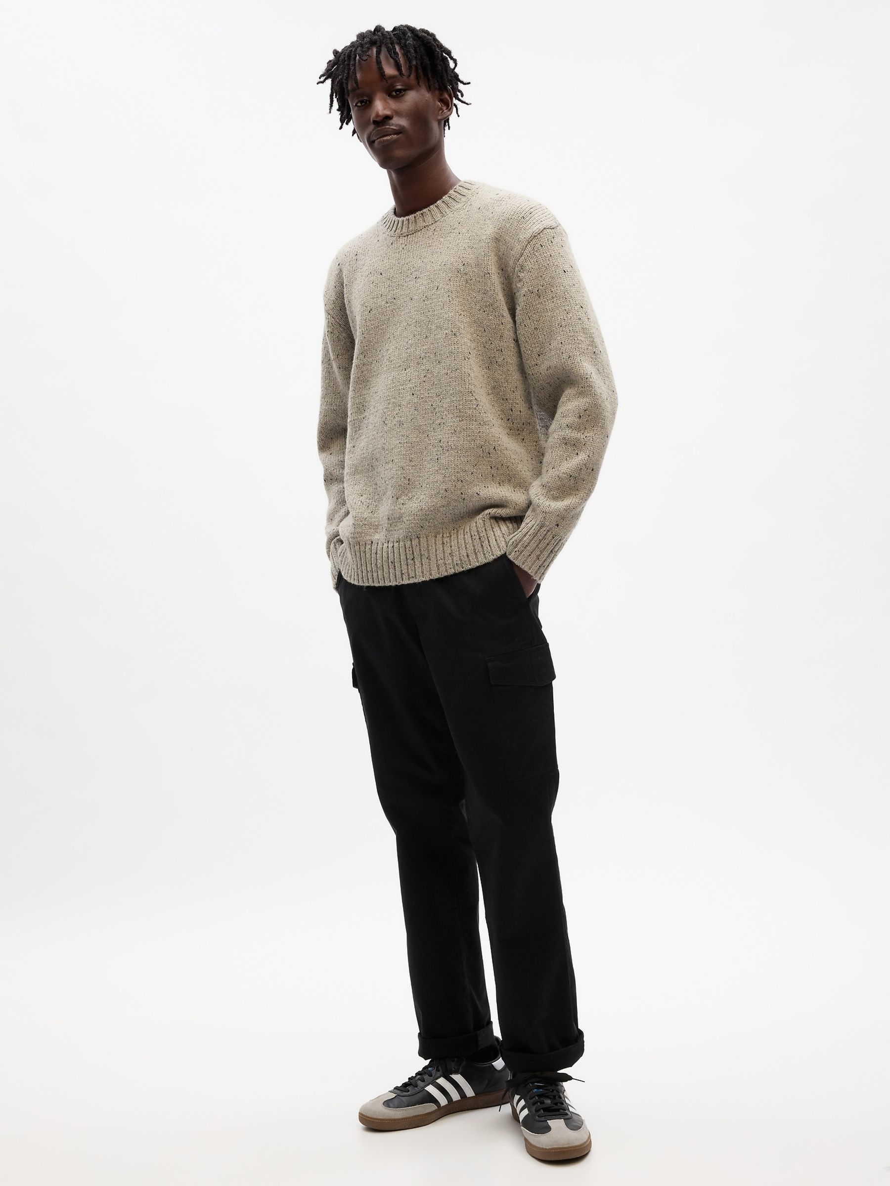 Beige Recycled Donegal Crew Neck Jumper - Image 3 of 4