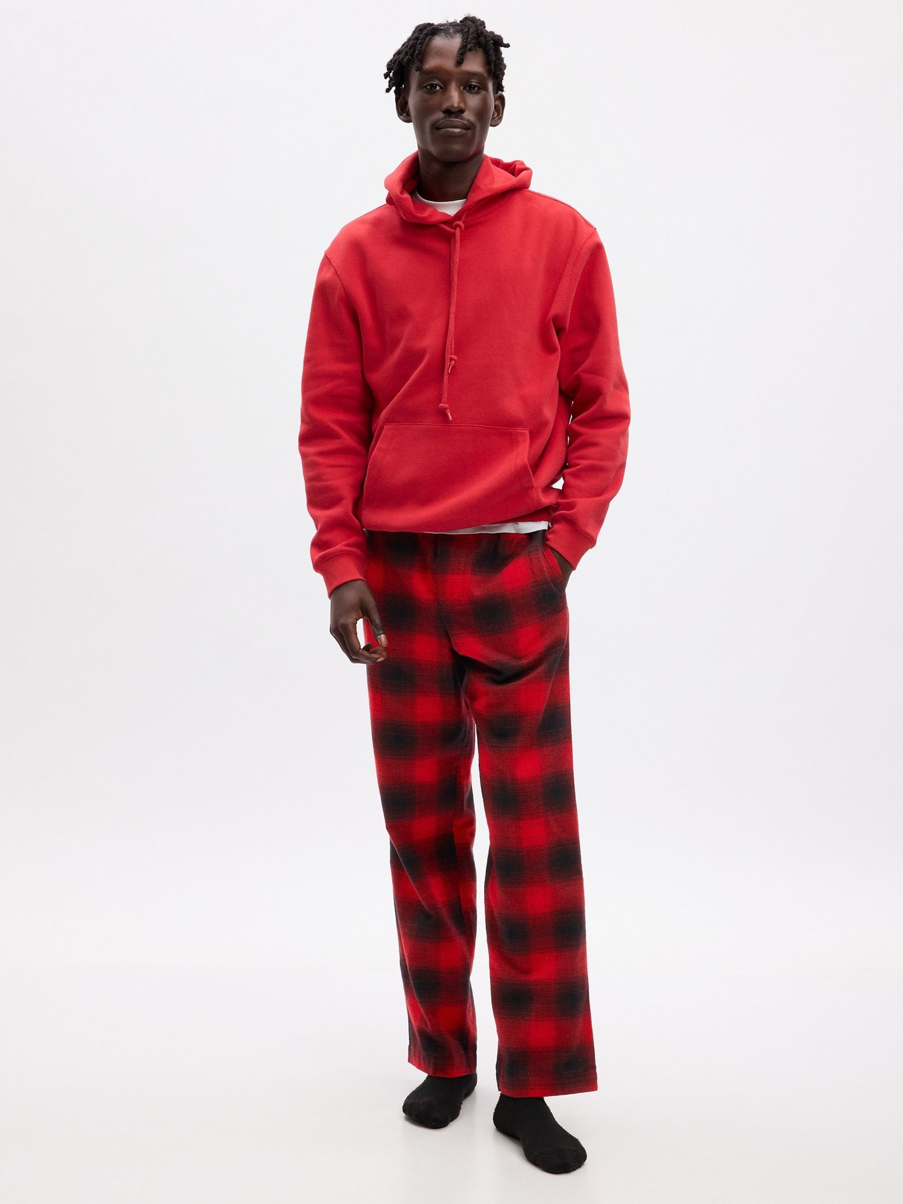 Red Black Flannel Check Pyjama Bottoms Gap - Main Image