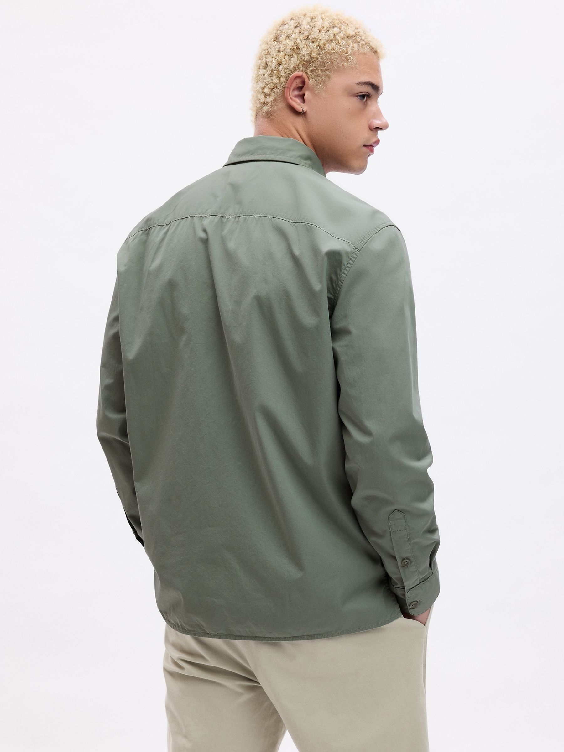 Green Poplin Long Sleeve Shirt - Image 2 of 4