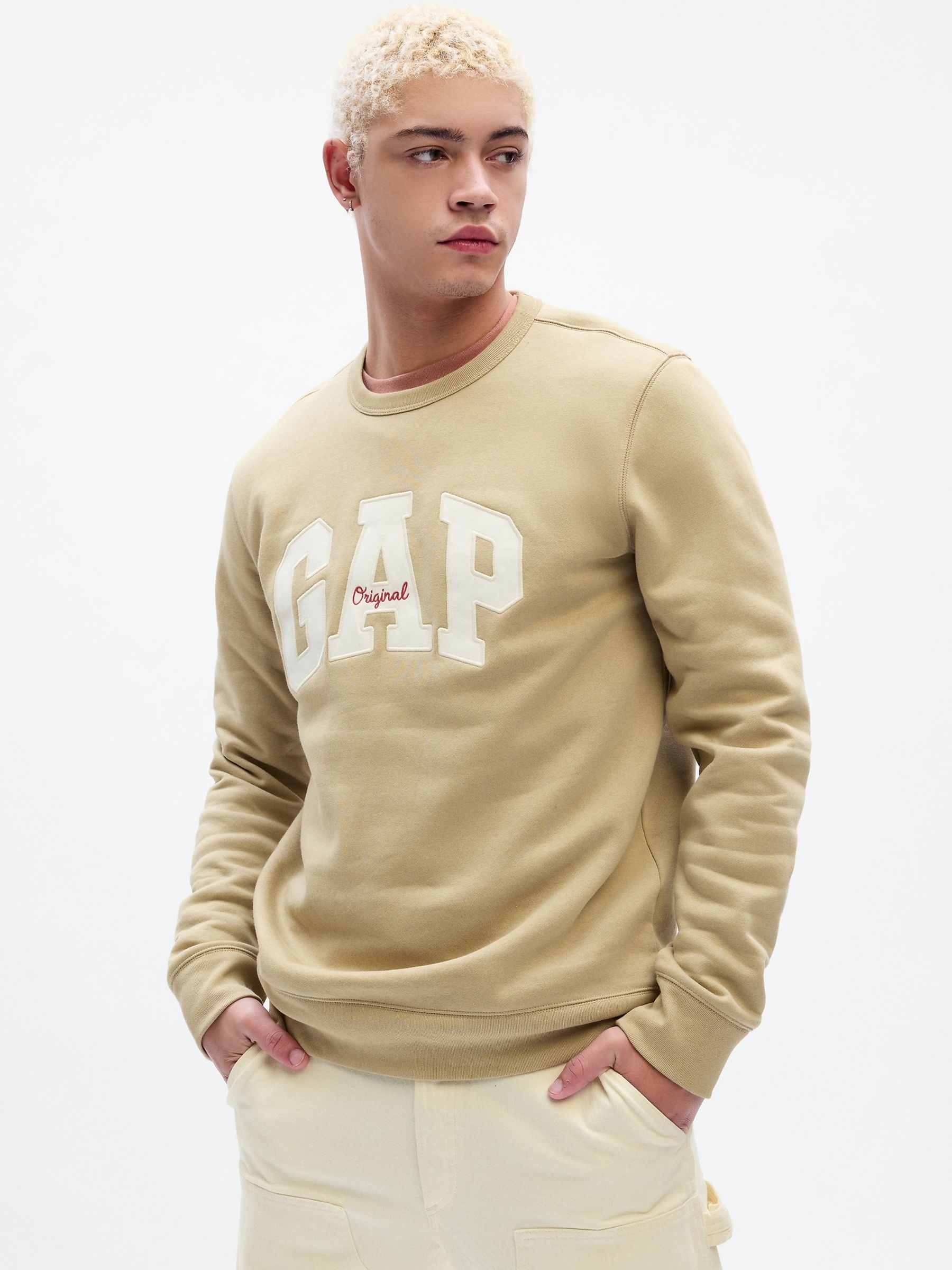 Beige Original Logo Crew Neck Sweatshirt - Image 1 of 2