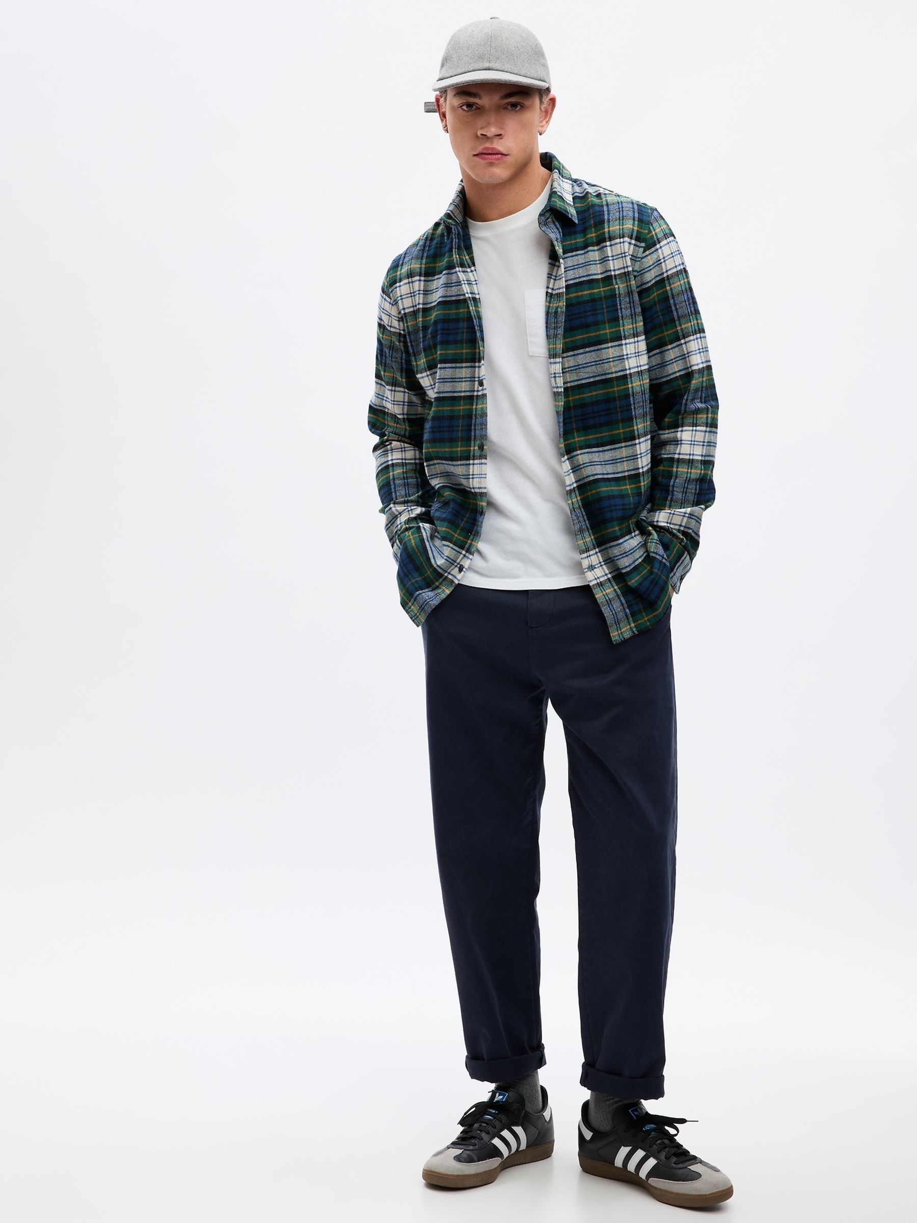 Green/White Organic Cotton Tartan Flannel Long Sleeve Shirt - Image 1 of 1