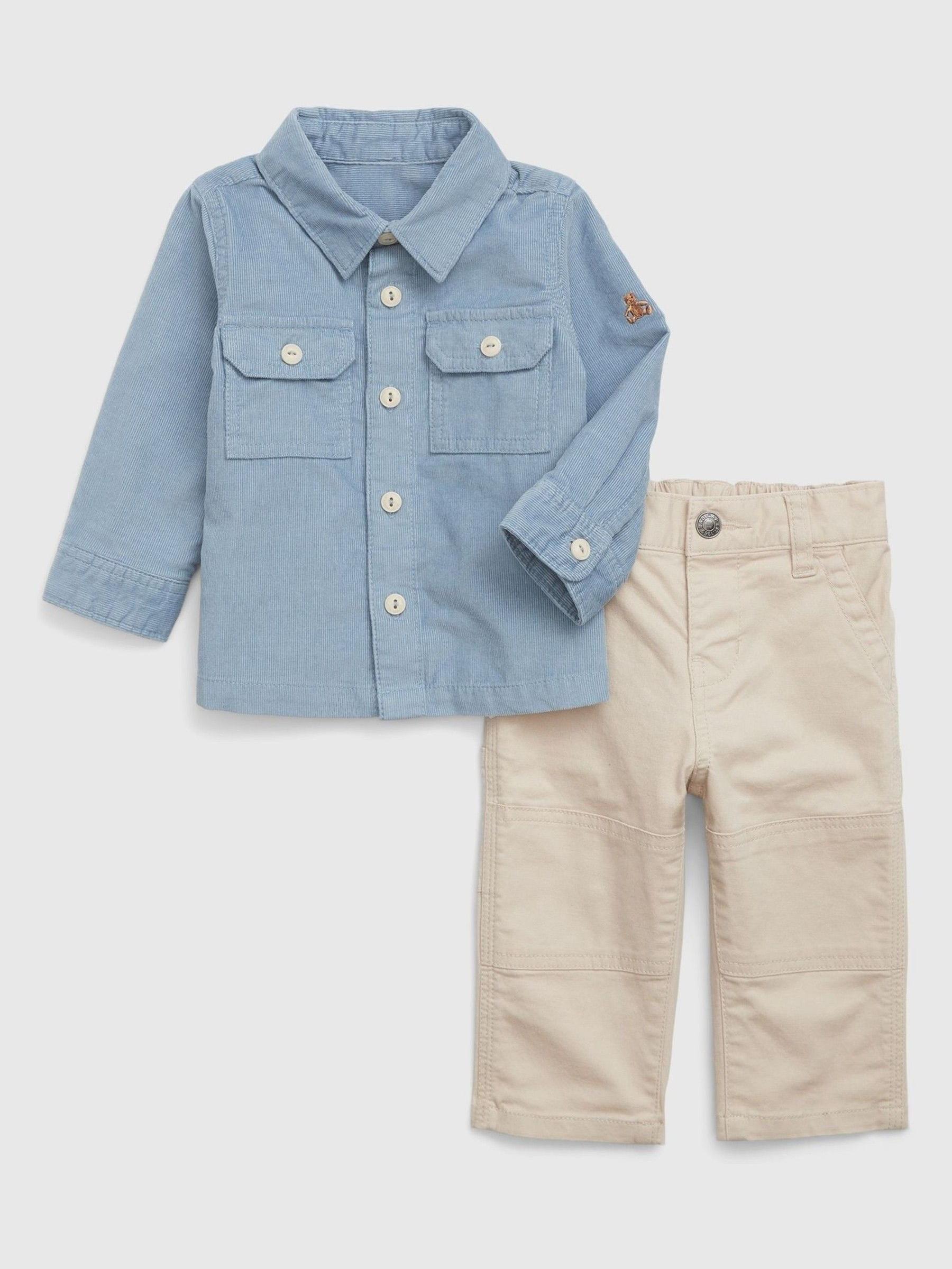 Blue and Cream Utility Shirt and Trouser Set (Newborn - 24mths) - Image 1 of 1