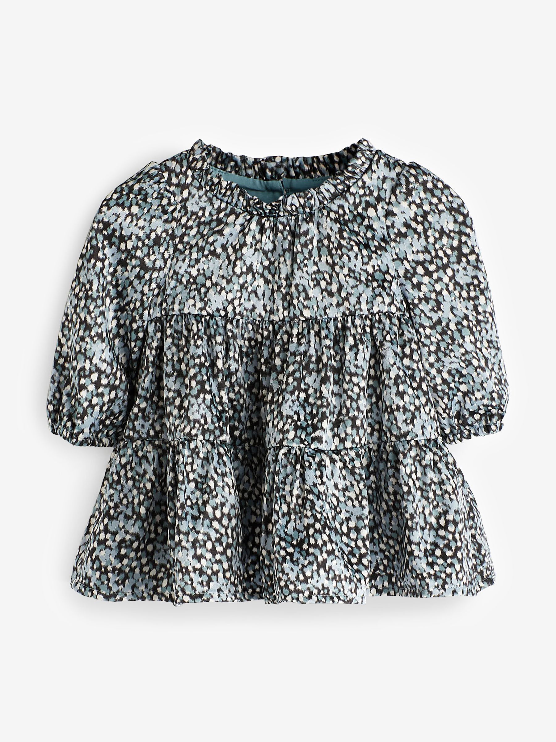 Teal Floral Print Long Sleeve Baby Dress Set (Newborn - 24mths) - Image 2 of 7