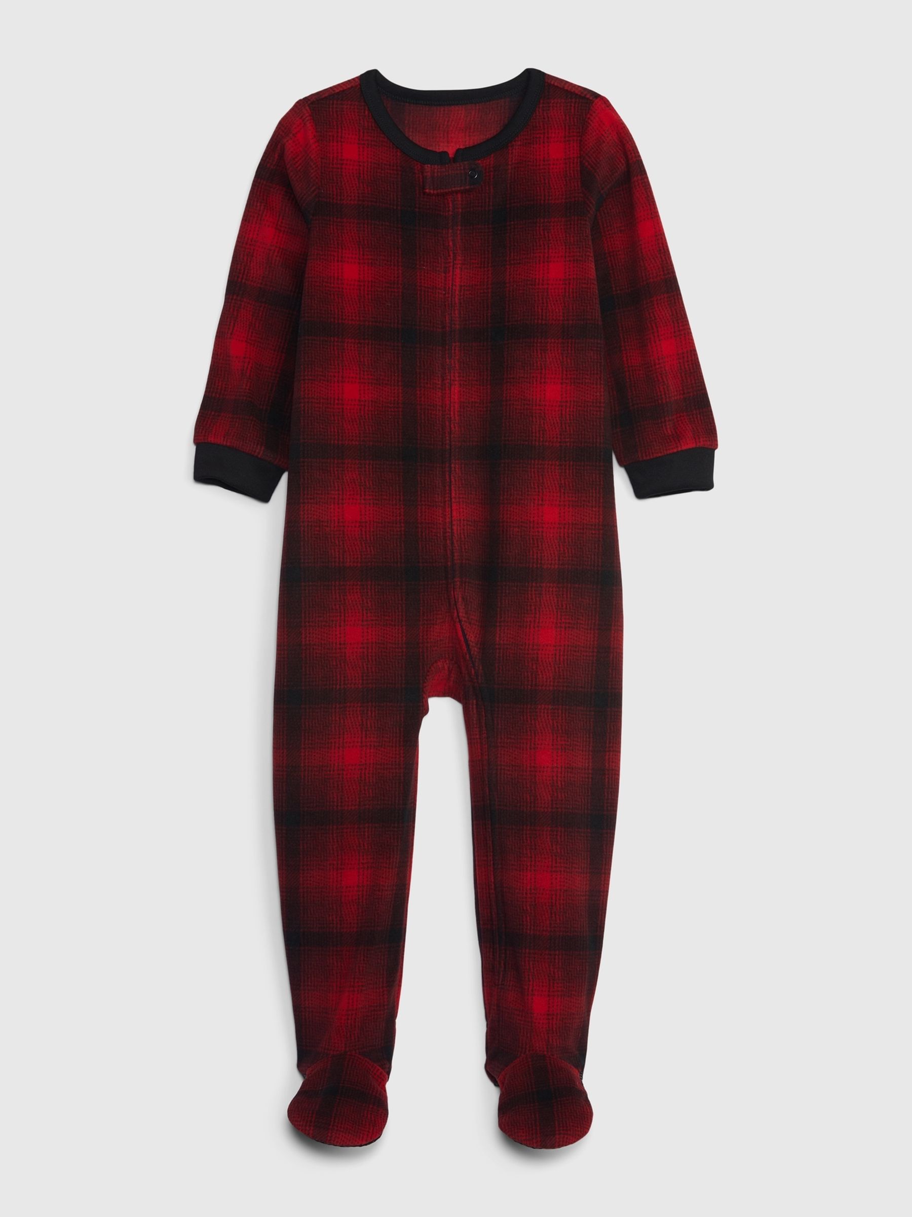 Red & Black Check Print Pyjama Footed Toddler Sleepsuit - Image 1 of 2