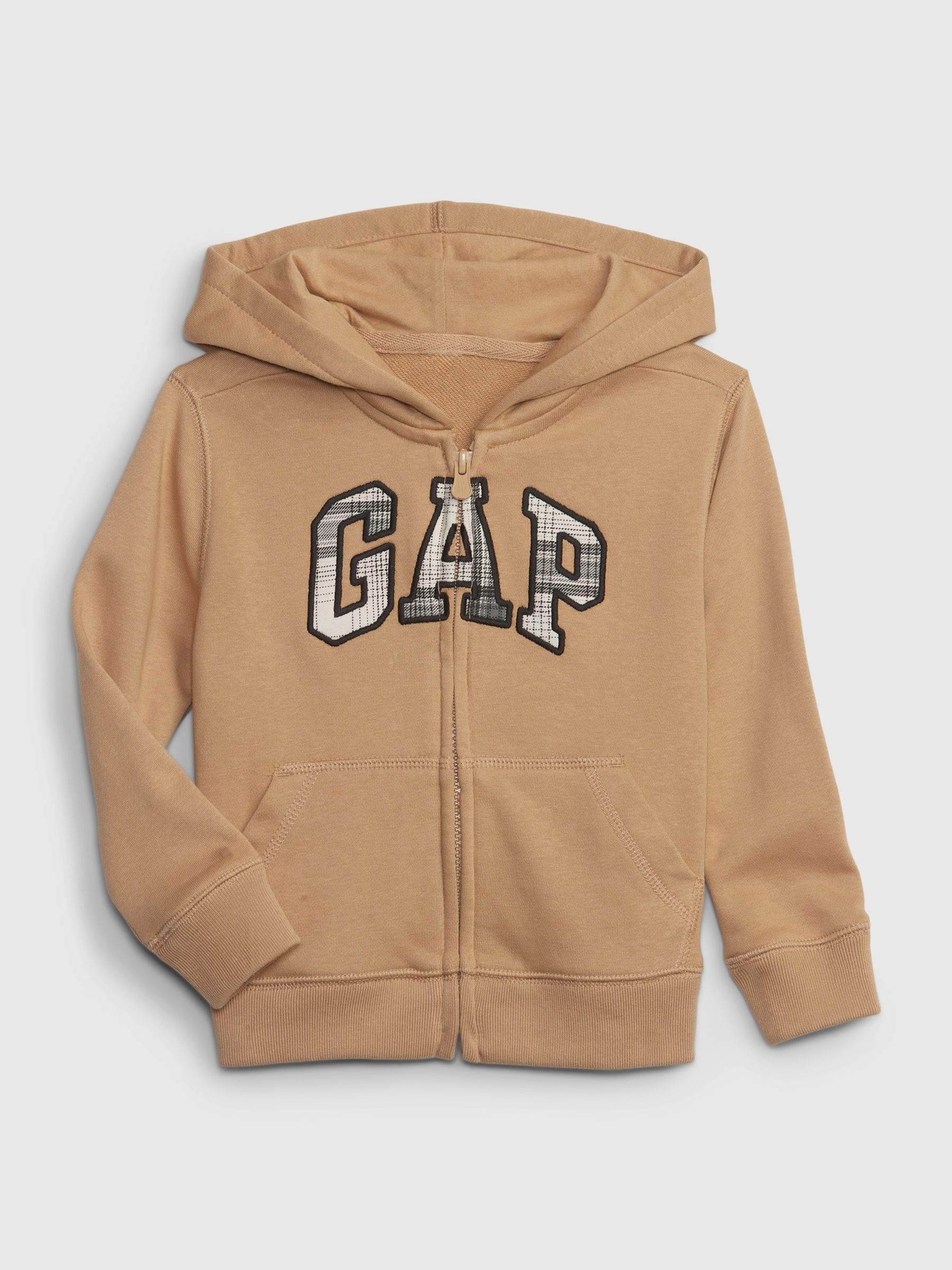 Brown Plaid Logo Zip Up Hoodie (12mths-5yrs) - Image 1 of 1