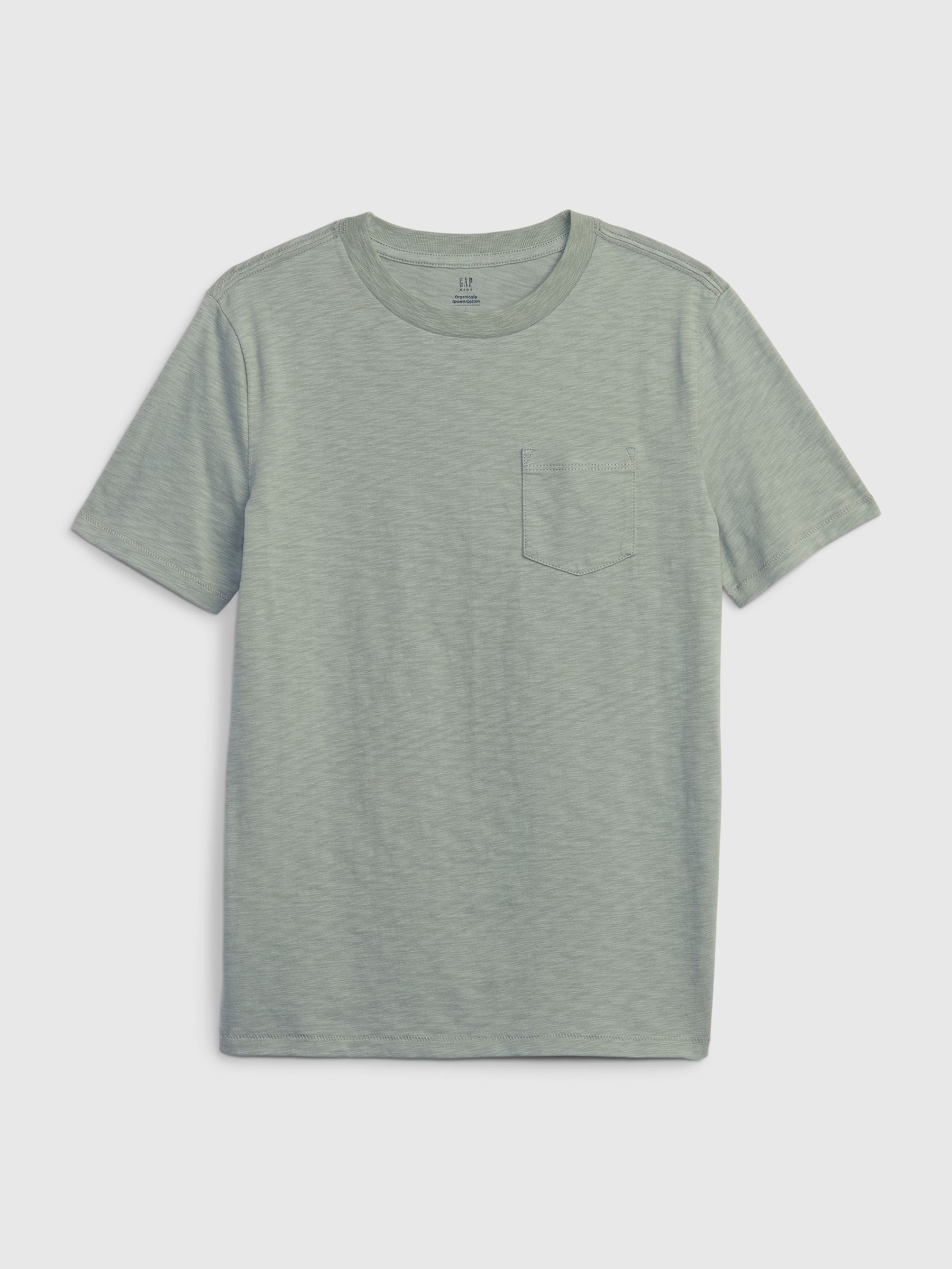 Olive Green Organic Cotton Pocket Short Sleeve Crew Neck T-Shirt (4-13yrs) - Image 1 of 1