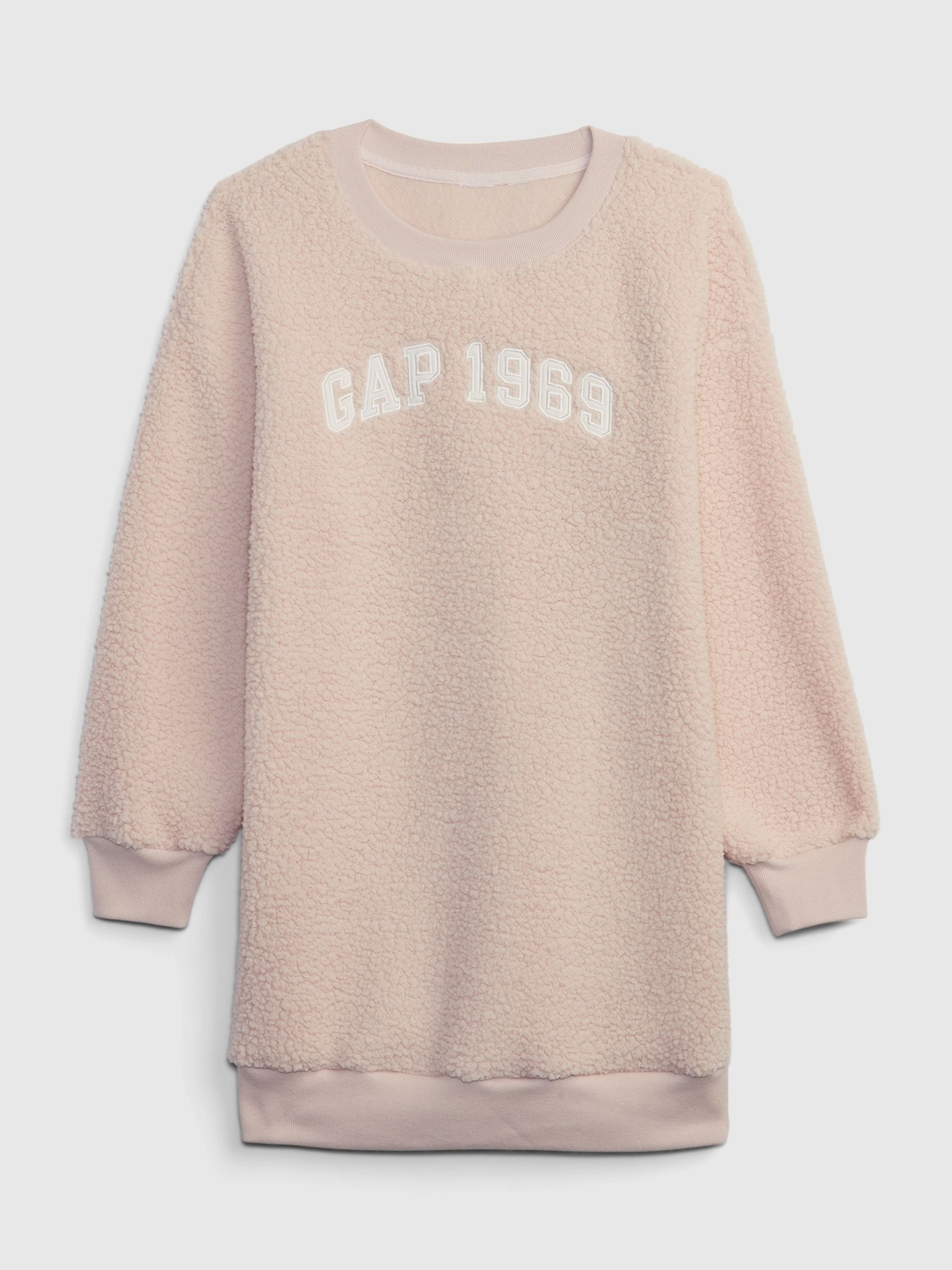 Pink 1969 Arch Logo Sherpa Sweat Dress (4-13yrs) - Image 1 of 1