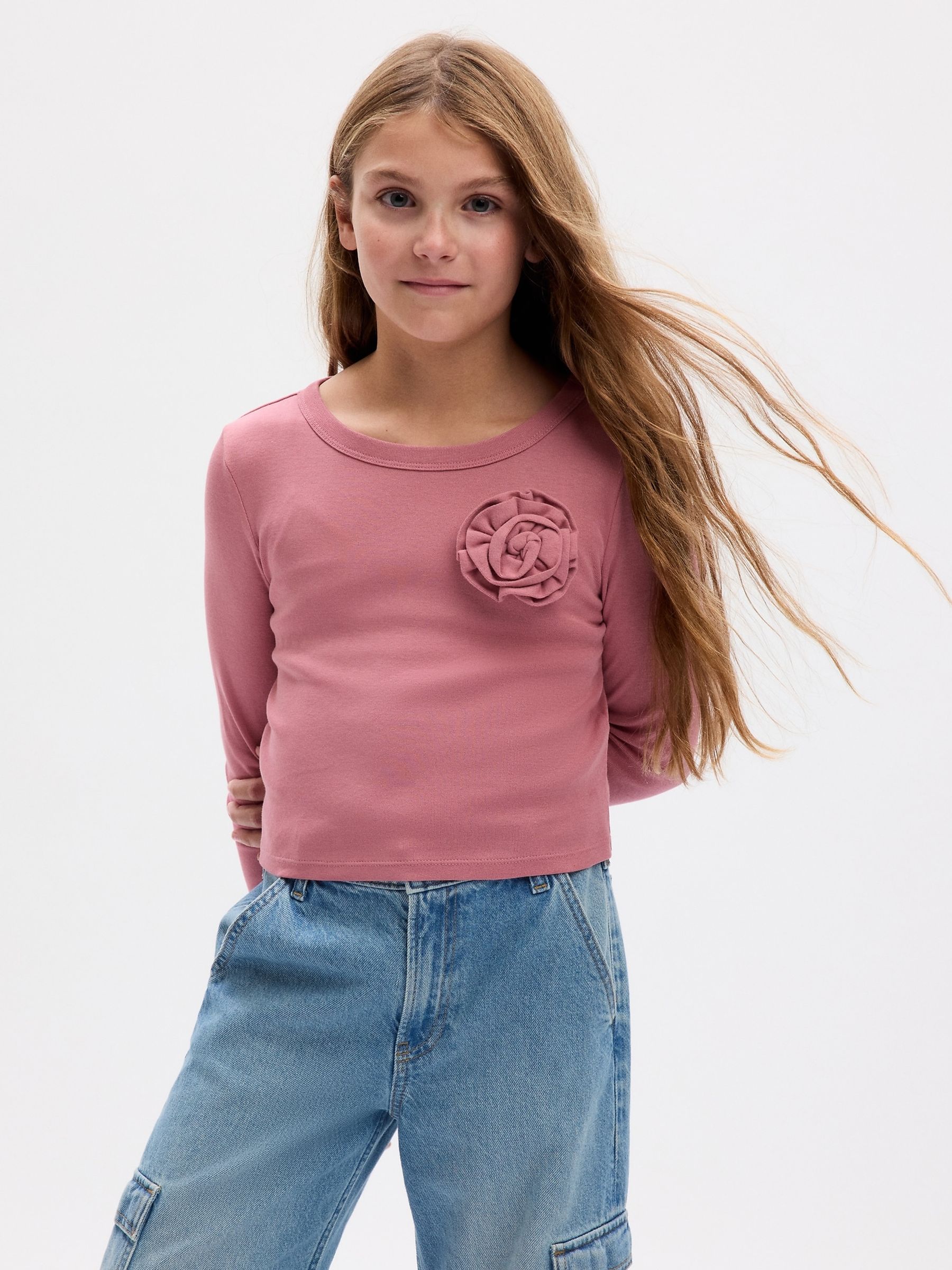 Pink Organic Cotton Graphic Long Sleeve T-Shirt - Image 1 of 4