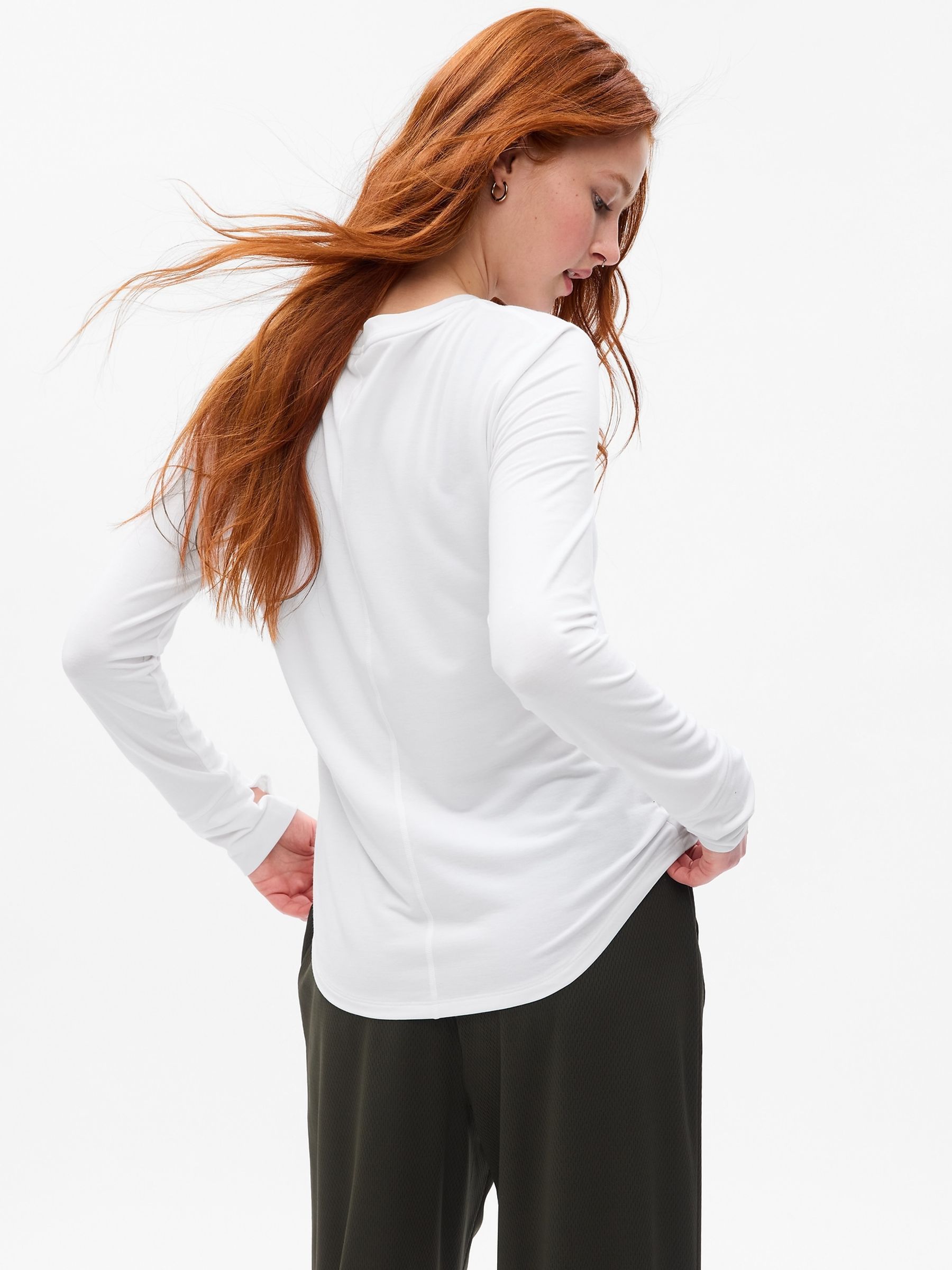 White Breathe Long Sleeve Crew Neck T-Shirt - Image 2 of 2