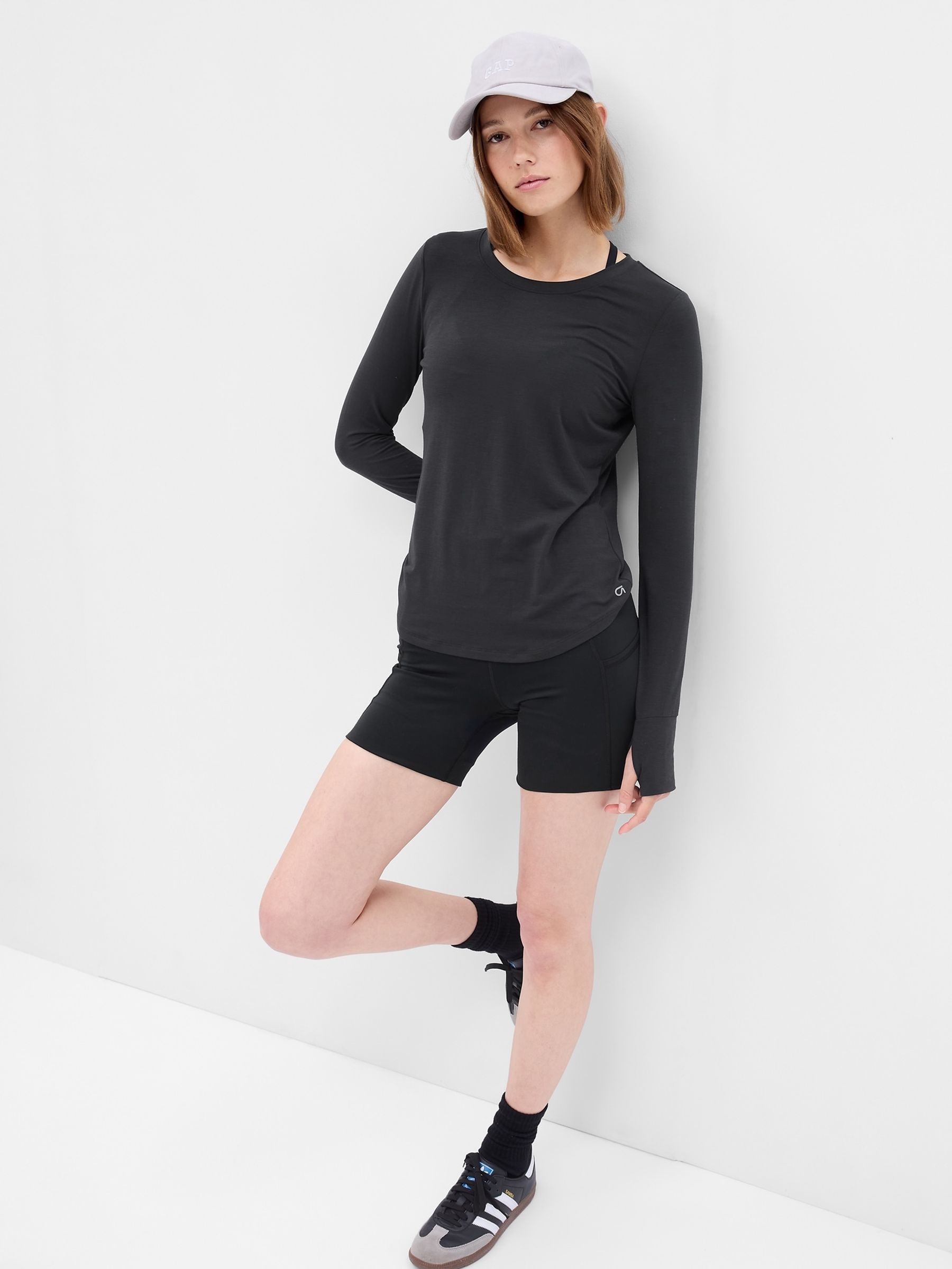 Black Breathe Long Sleeve Crew Neck T-Shirt - Image 1 of 5