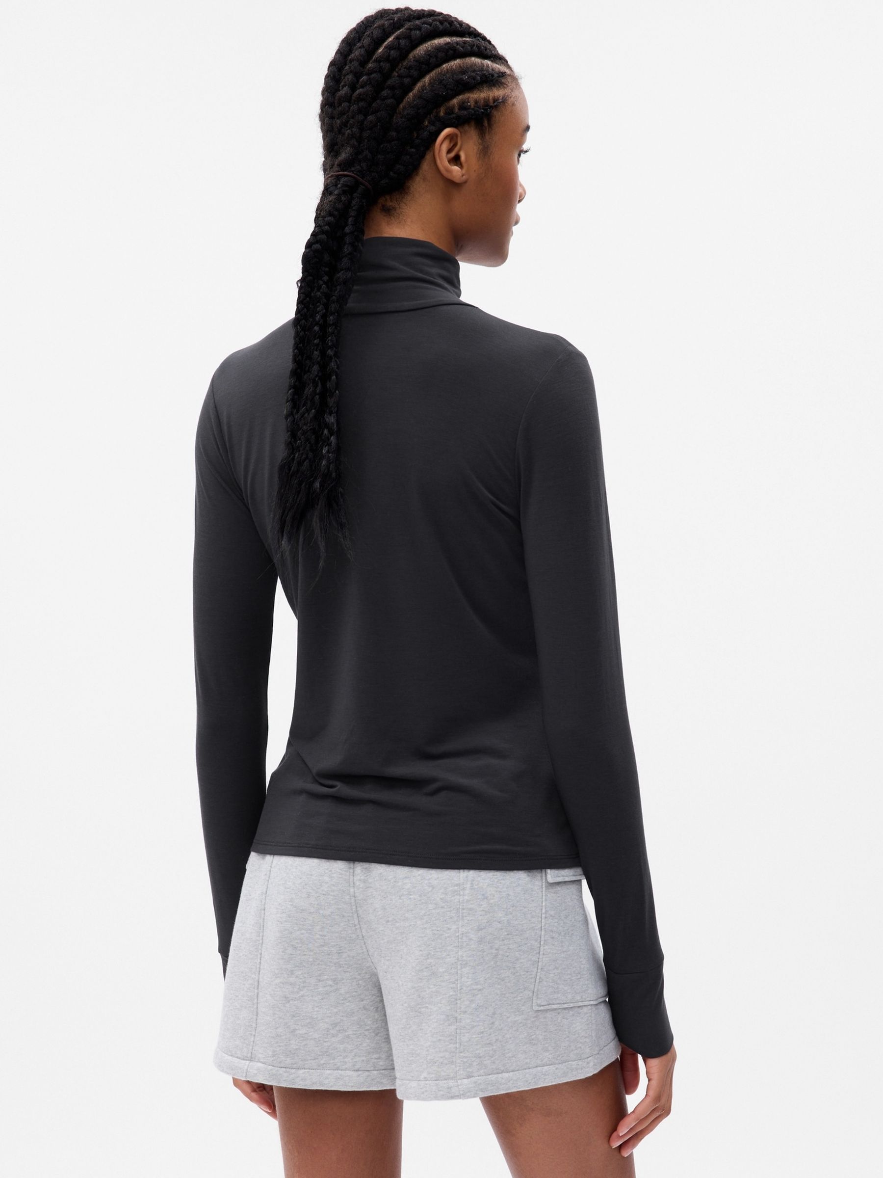 Black Breathable Long Sleeve Turtle Neck T-Shirt - Image 2 of 5