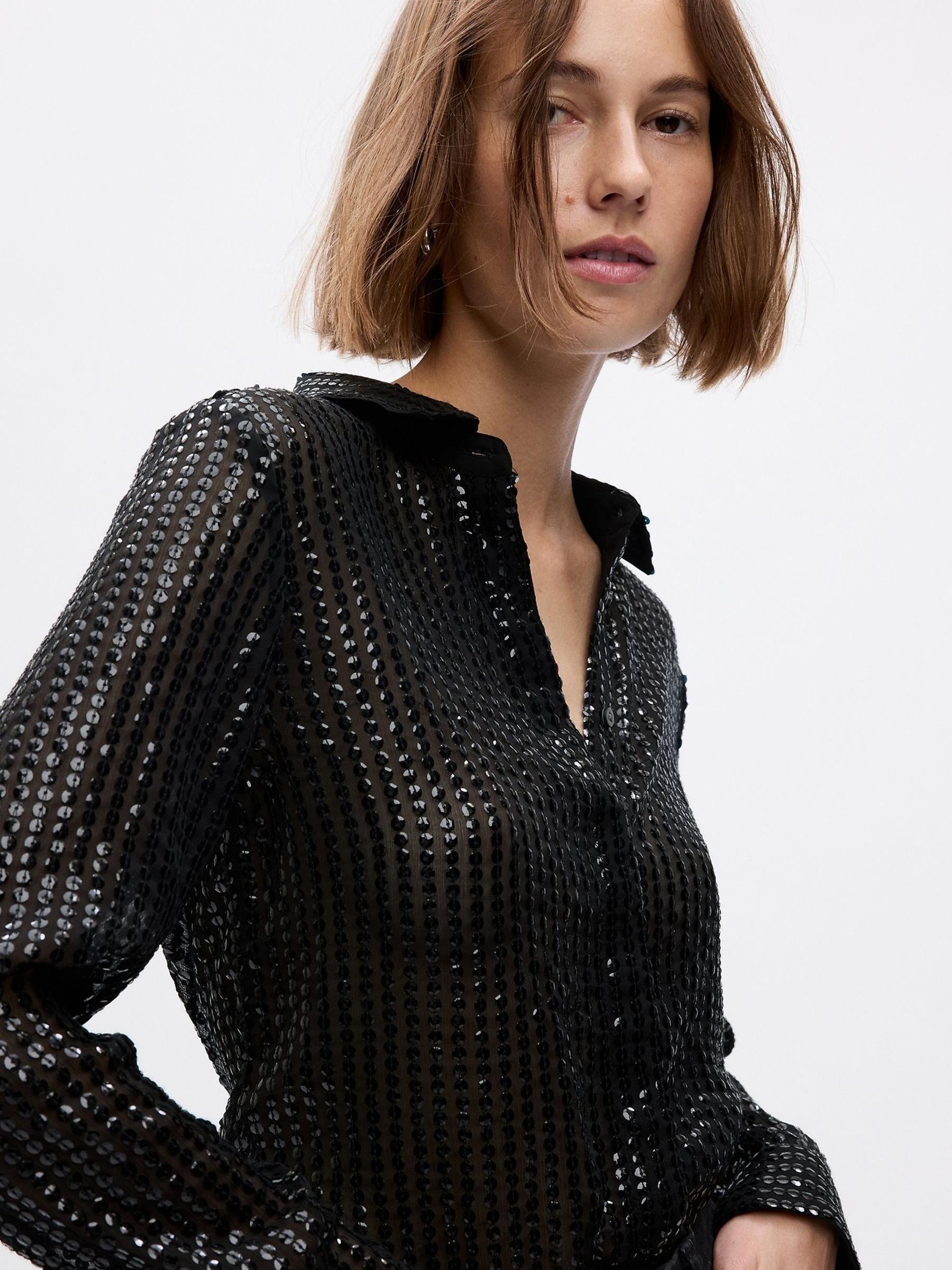 Black Sequin Perfect Shirt - Image 3 of 4