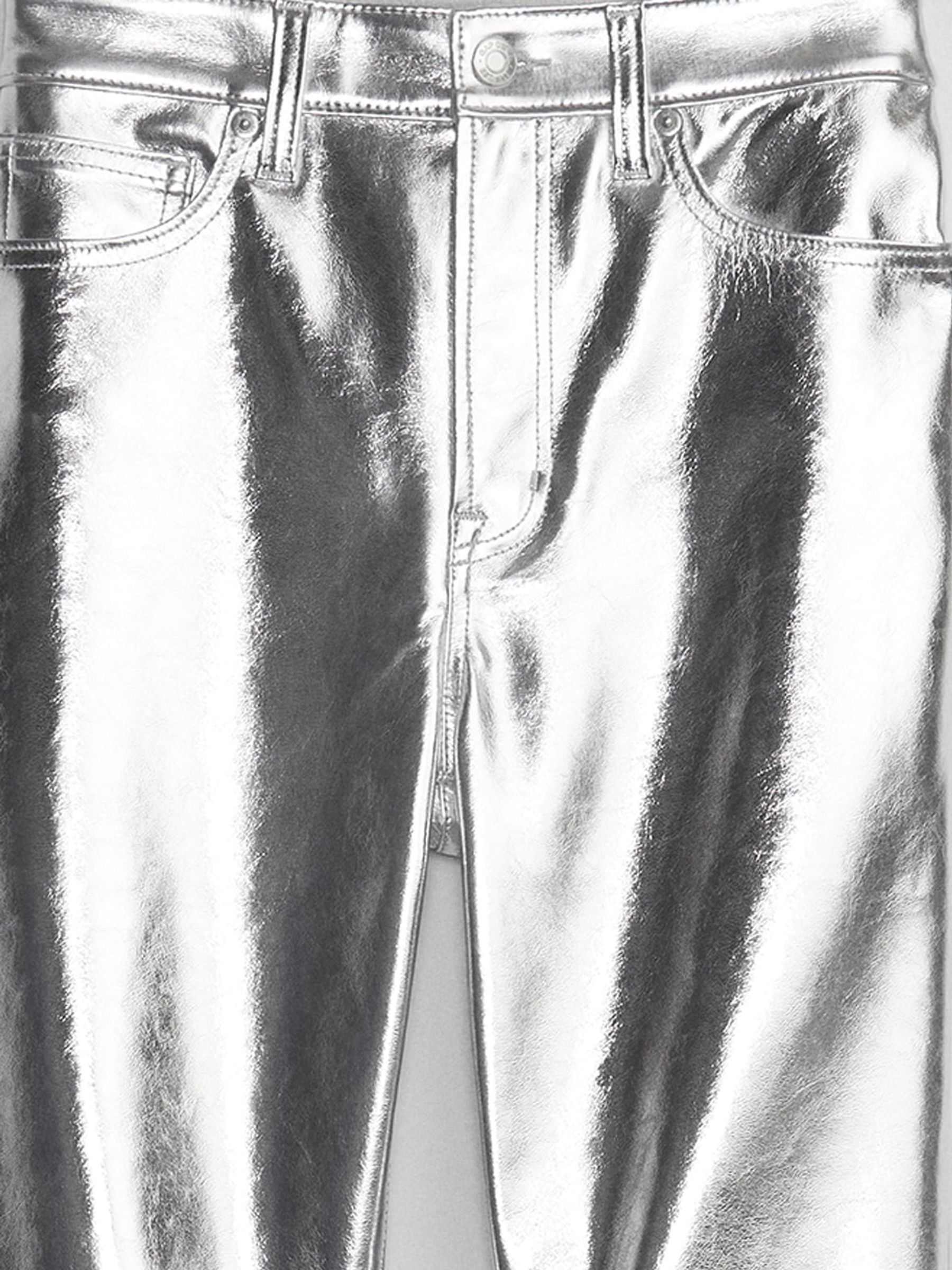 Silver High Waisted Metallic Vintage Slim Jeans - Image 4 of 5