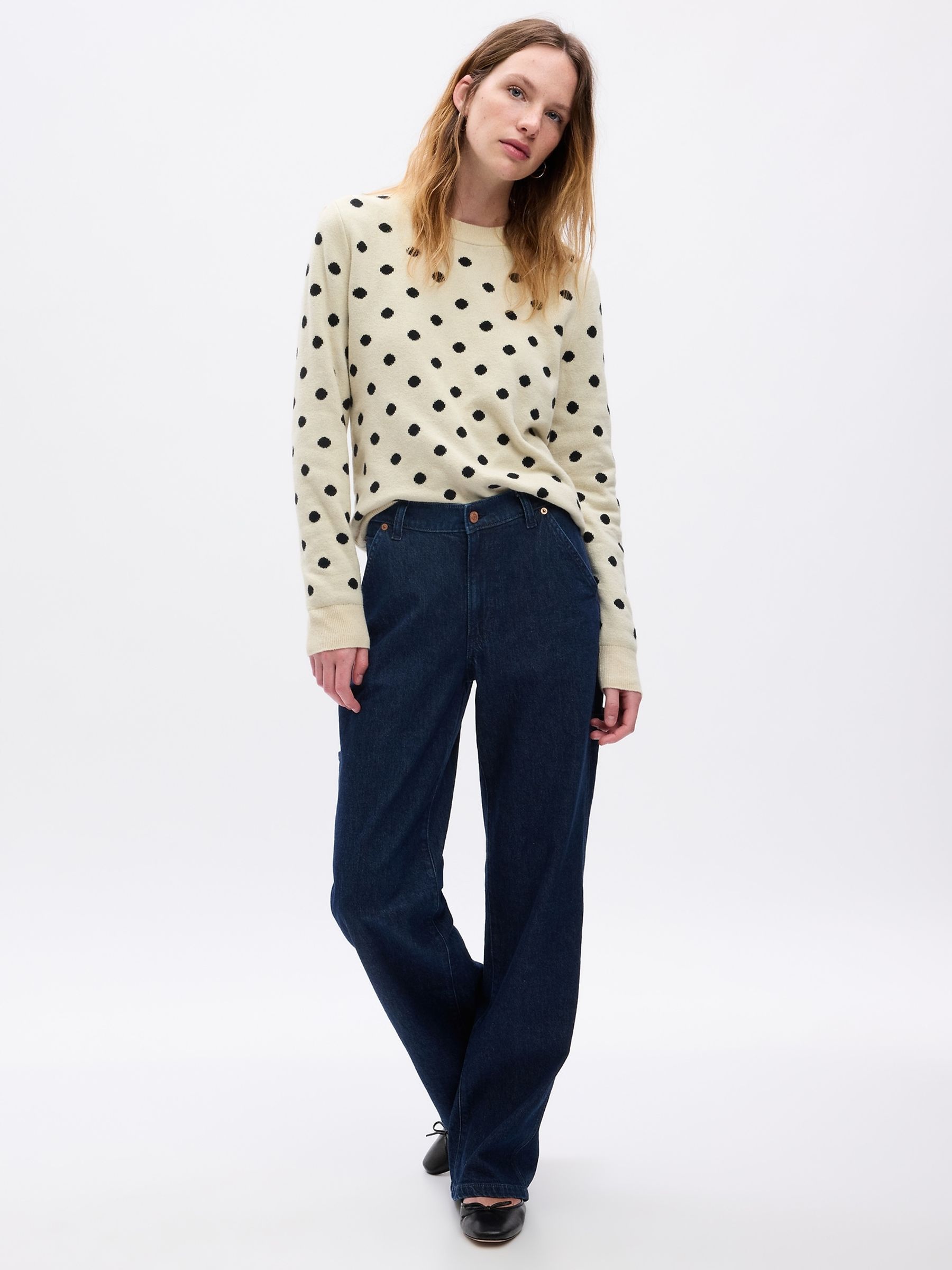 Cream CashSoft Cotton Mix Crew Neck Jumper - Image 1 of 2