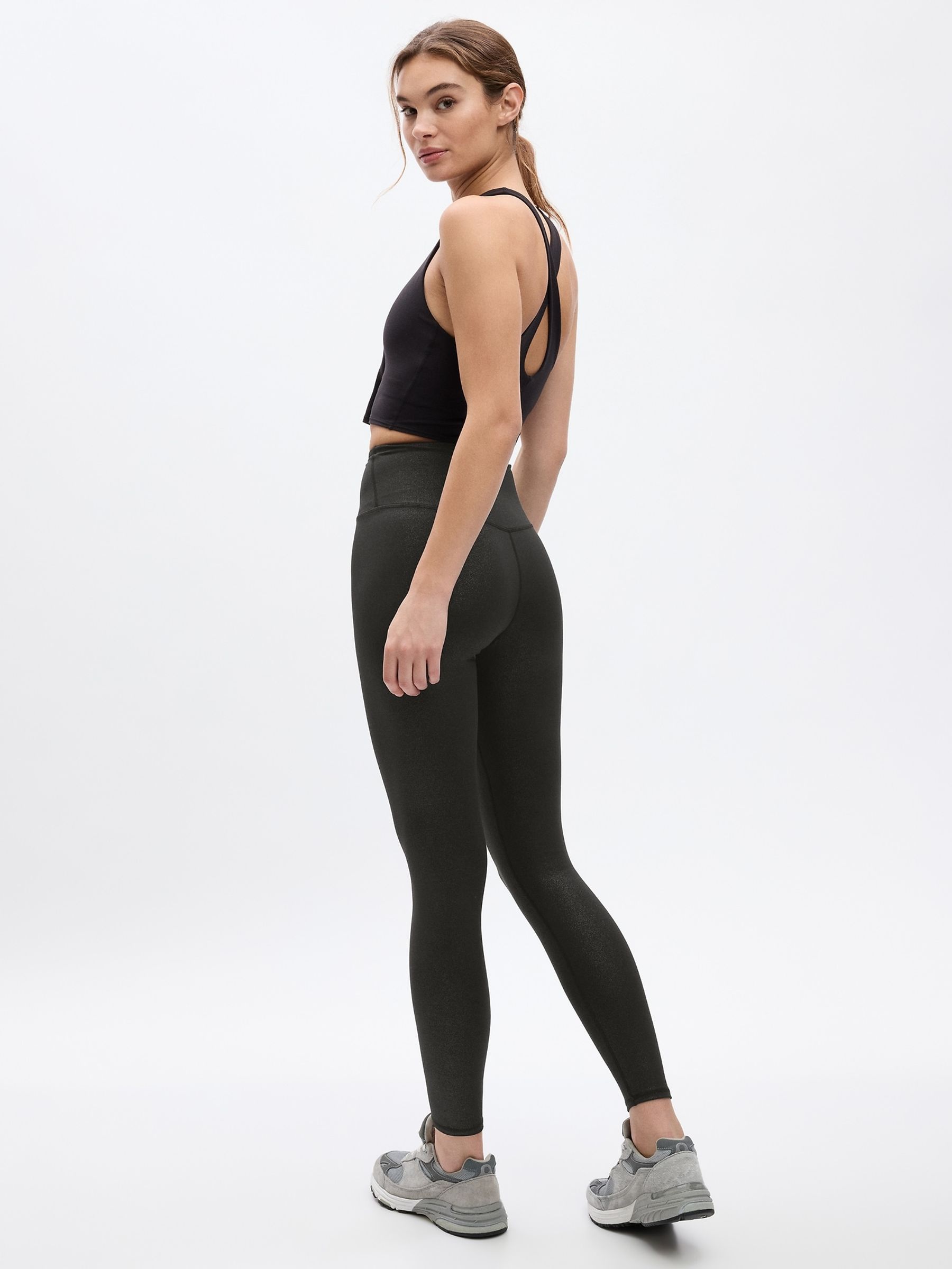 Black High Rise Glitter Leggings - Image 2 of 4
