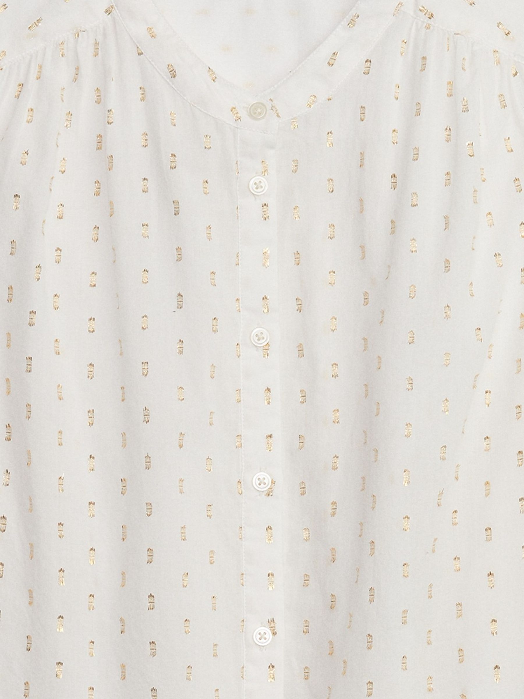 White Sheer Short Puff Sleeve Blouse - Image 4 of 4