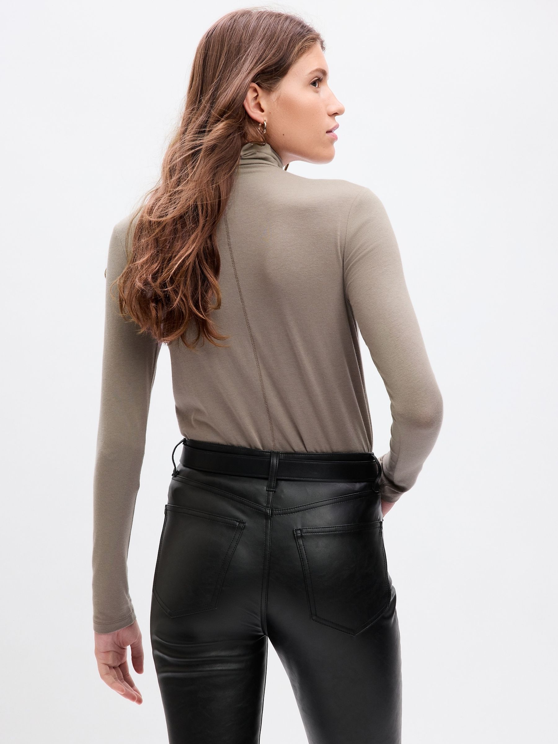 Brown Turtle Neck Long Sleeve T-Shirt - Image 2 of 2
