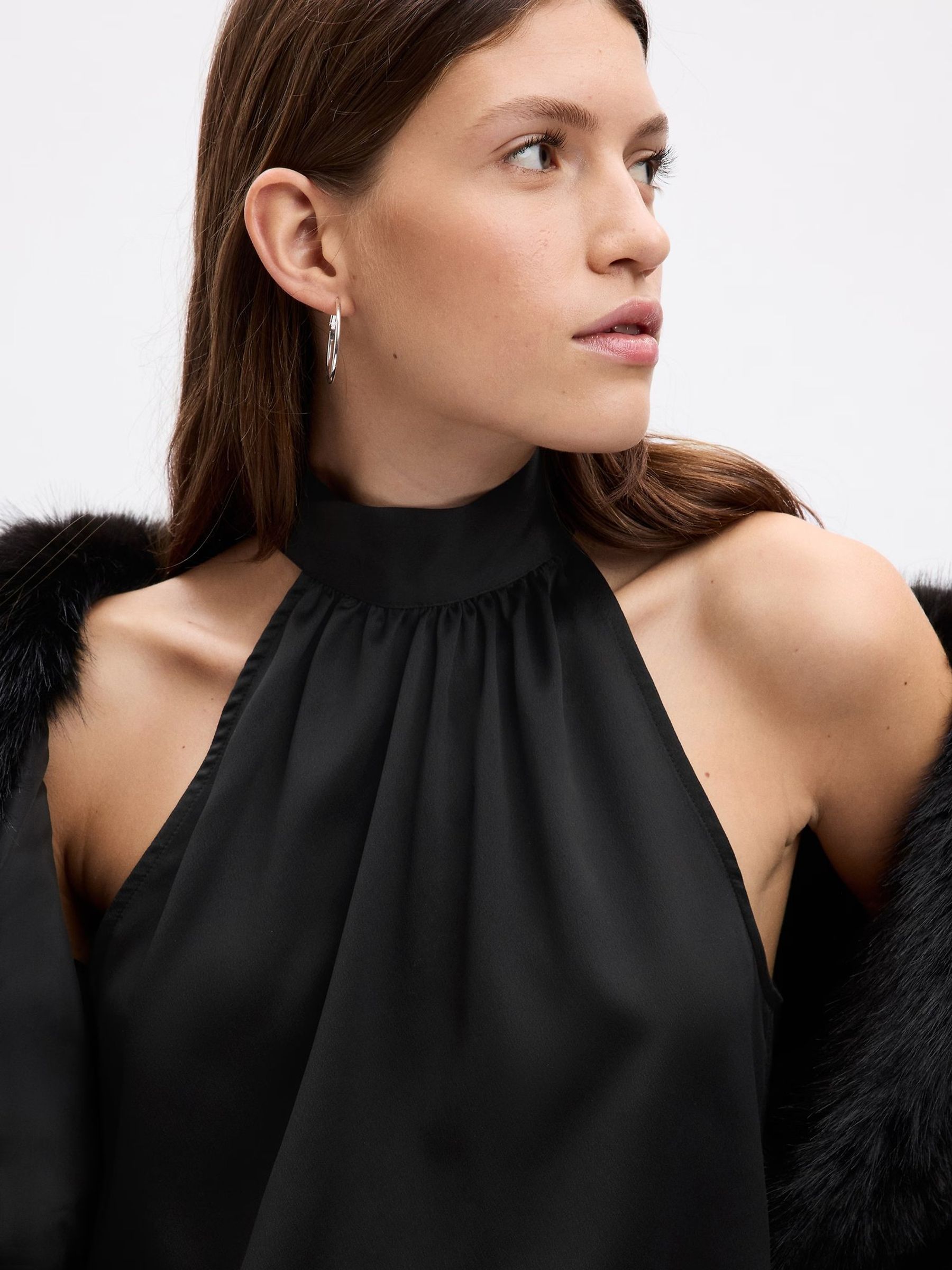 black satin halter neck top