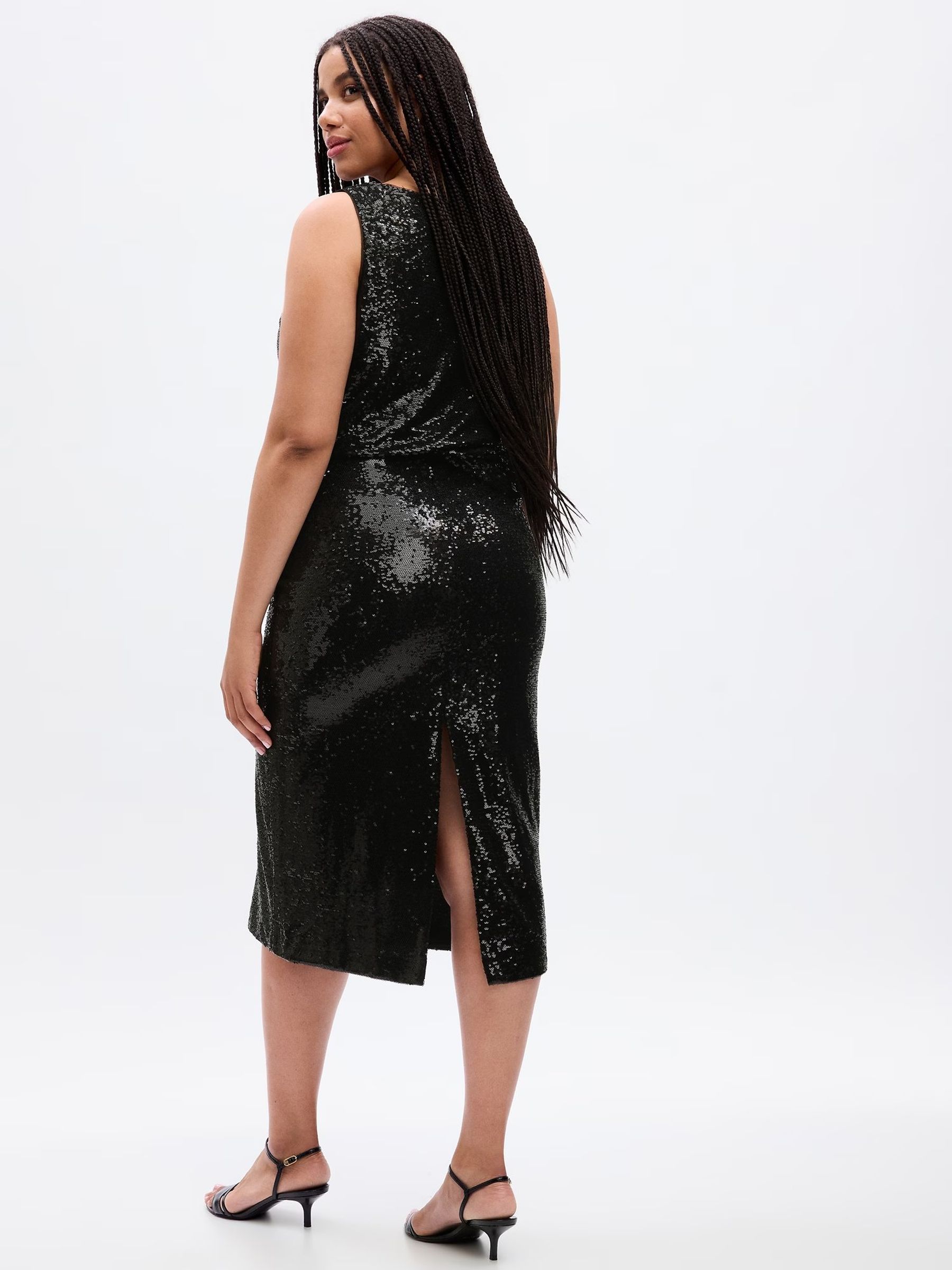 Black Sequin Midi Pencil Skirt - Image 4 of 6