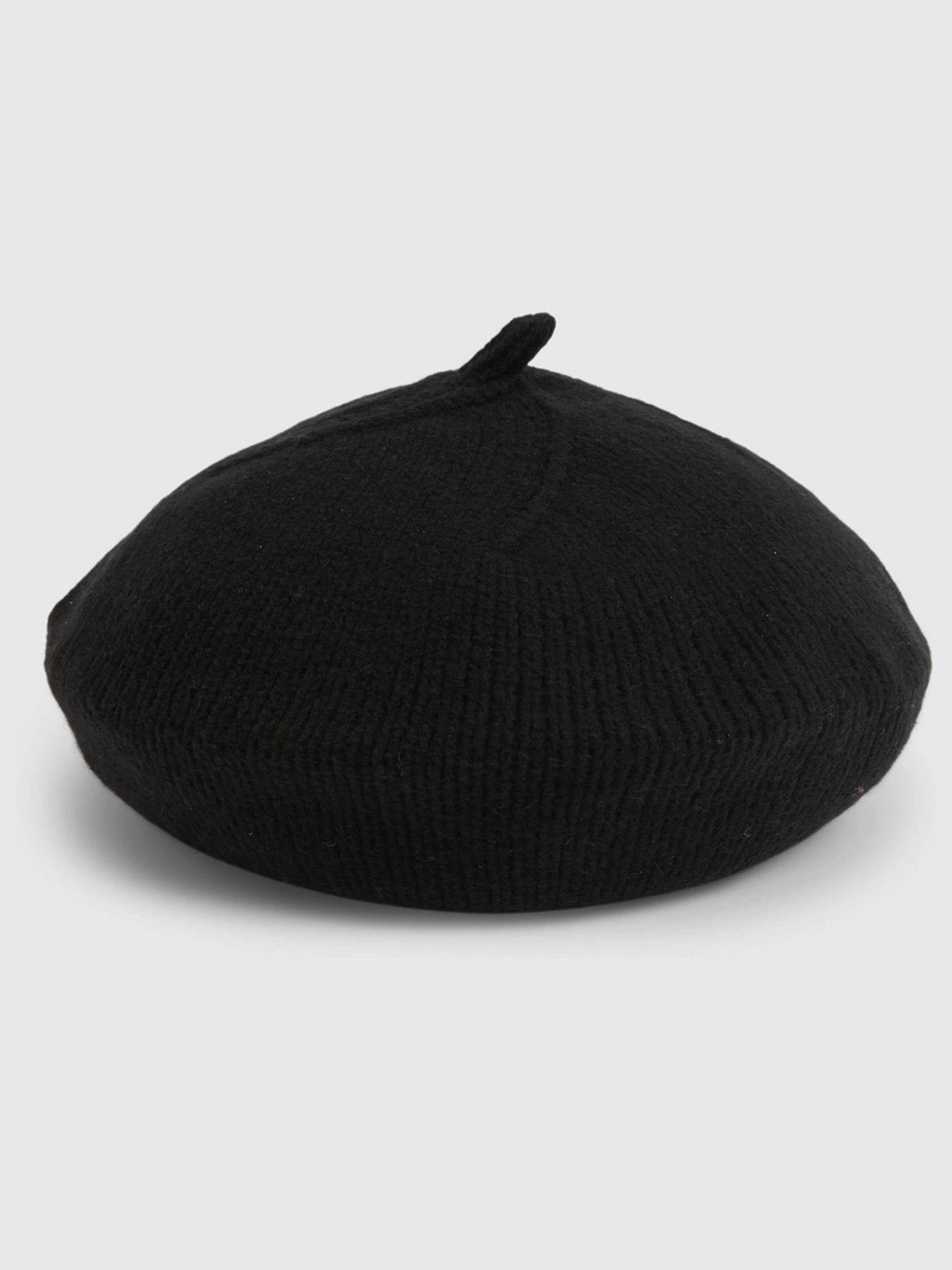 Black Adults CashSoft Rib Beret - Image 1 of 1