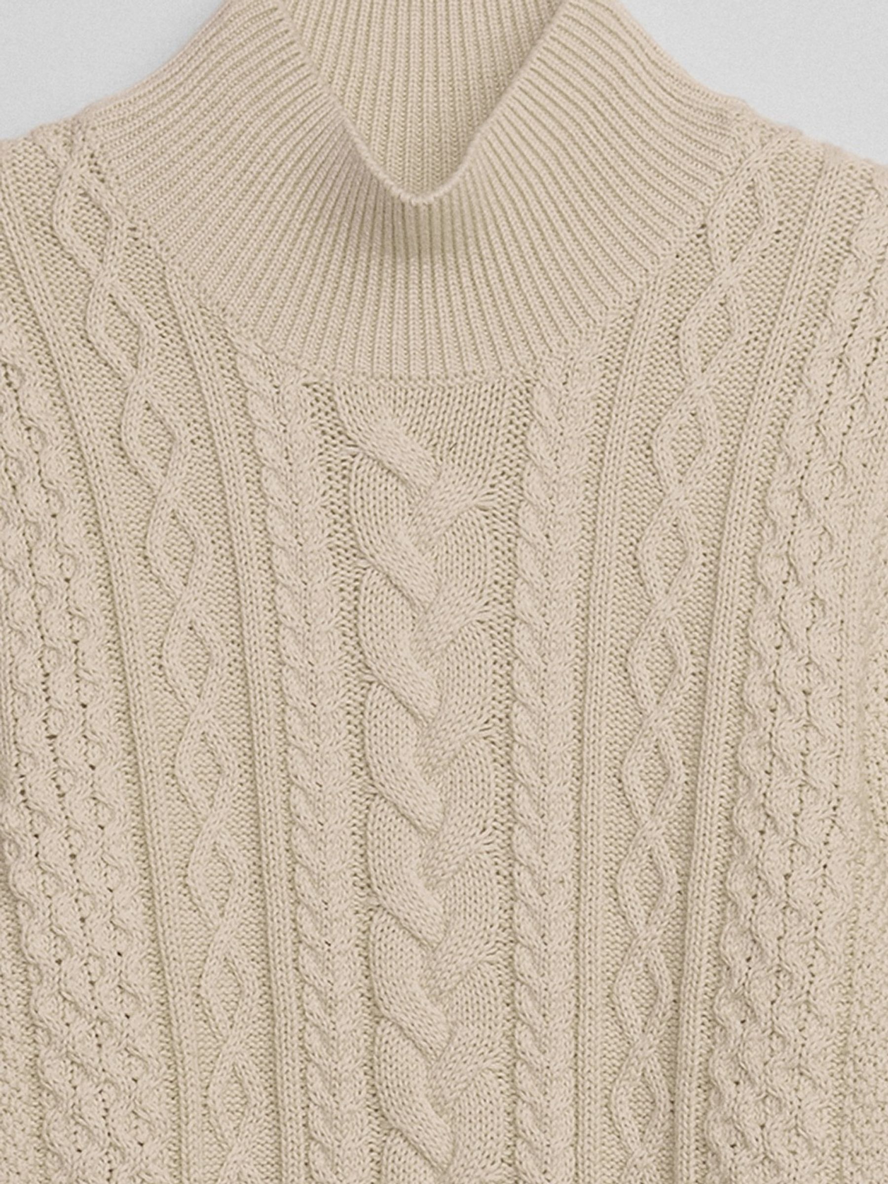 Cream Relaxed Cable Knit Mock Neck Jumper - Image 4 of 4