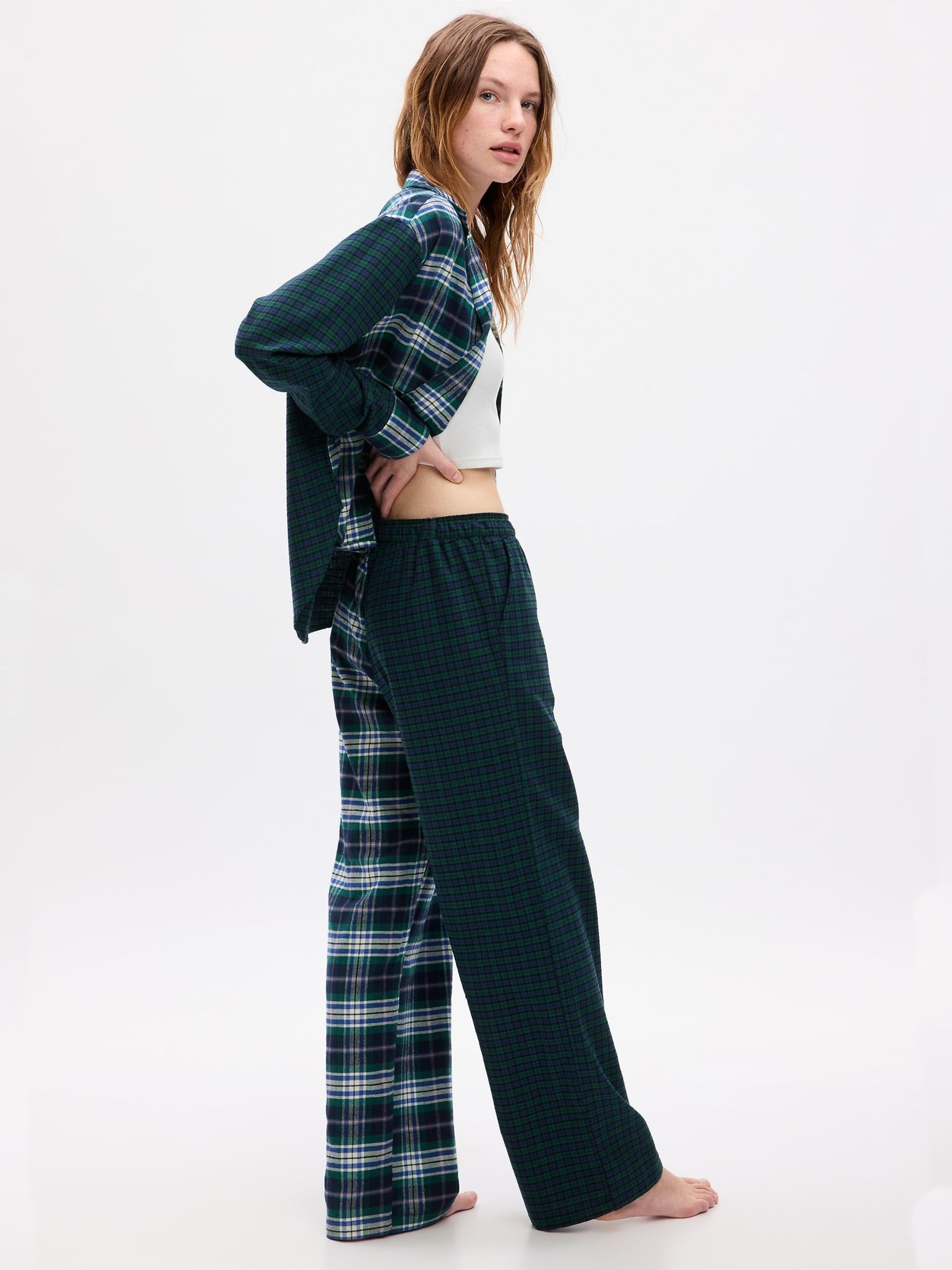 Blue Tartan Flannel Pyjama Bottoms - Image 2 of 2