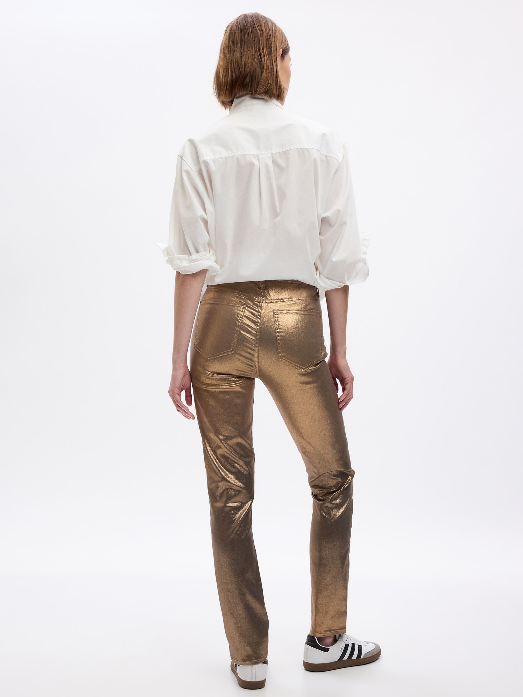 Gold High Waisted Metallic Vintage Slim Jeans - Image 2 of 6