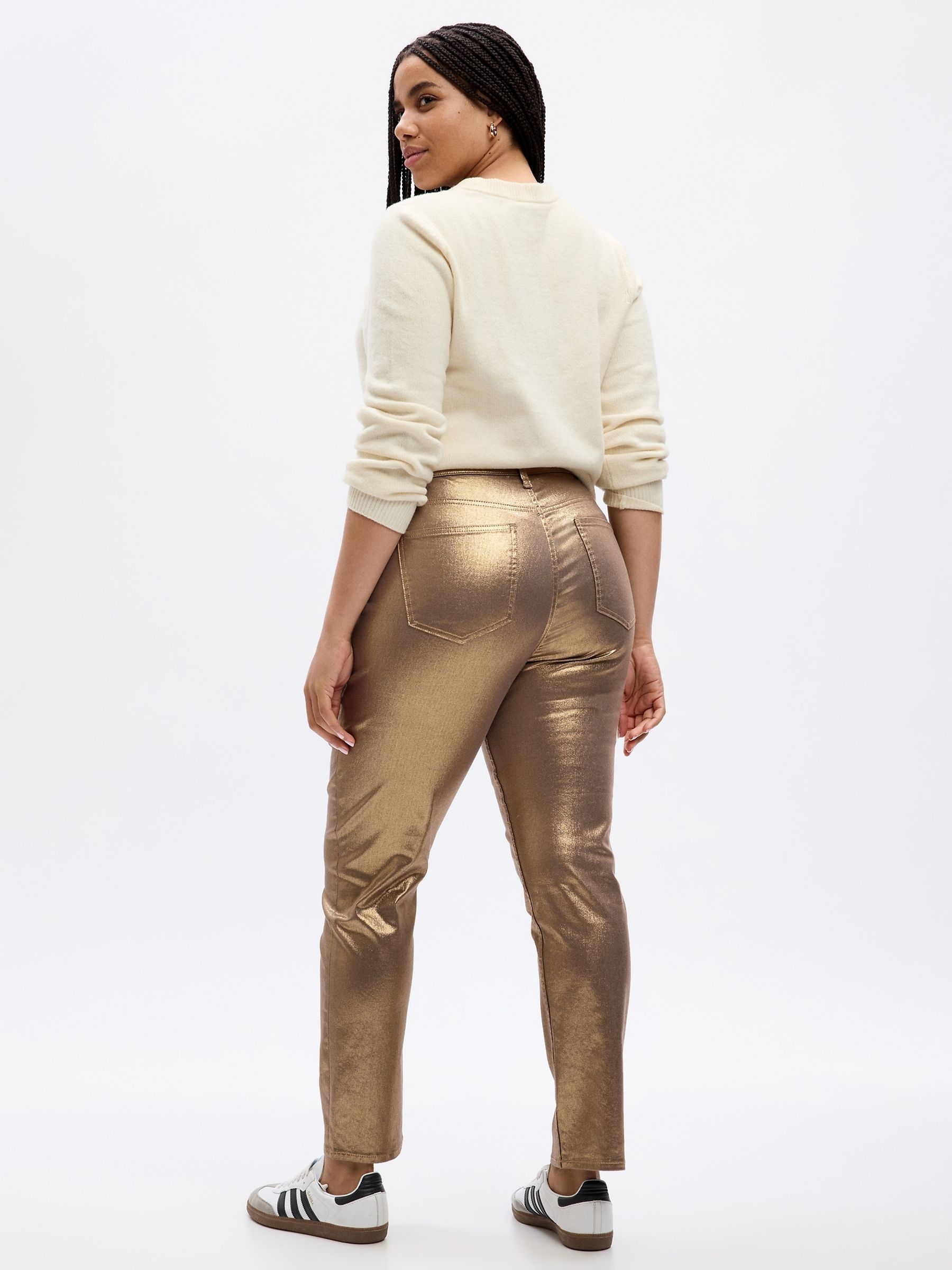 Gold High Waisted Metallic Vintage Slim Jeans - Image 4 of 6