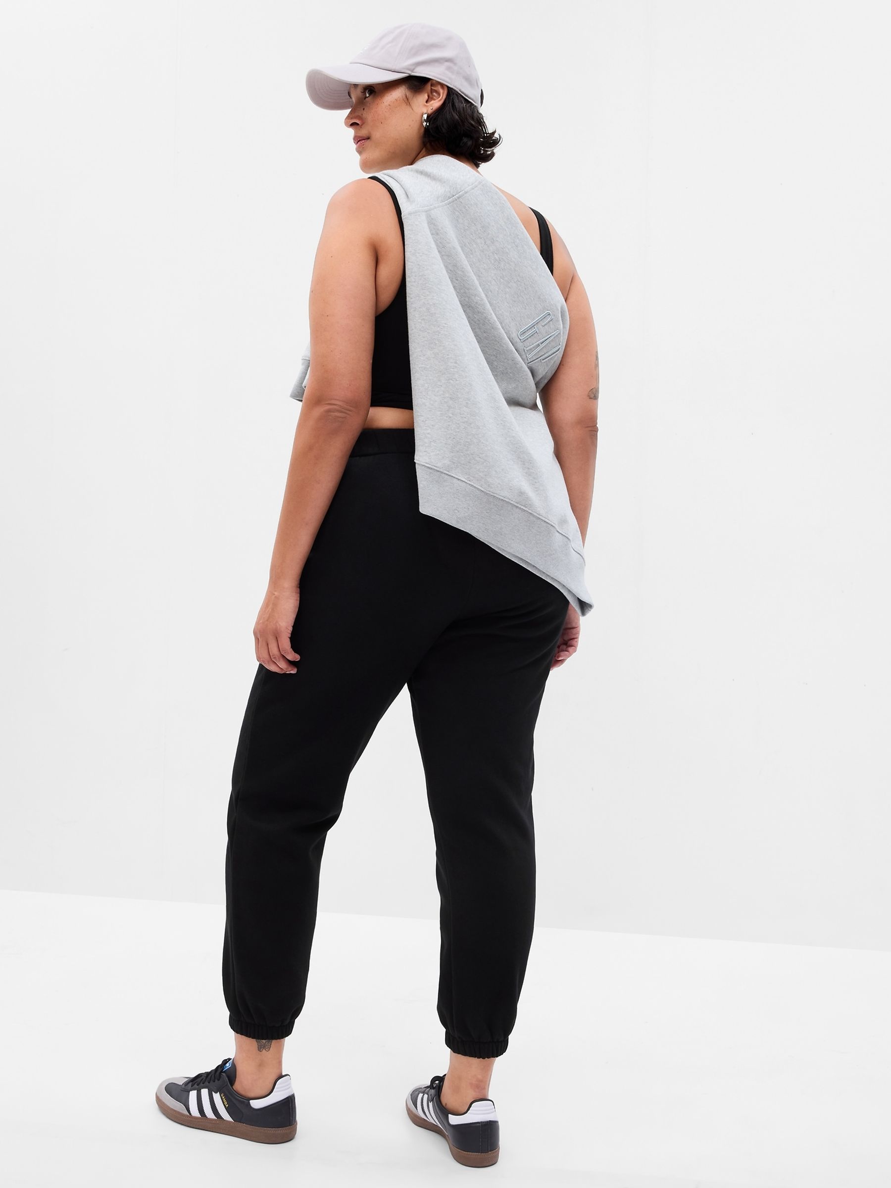 Black Cuffed High Waisted Oversize Joggers - Image 2 of 4