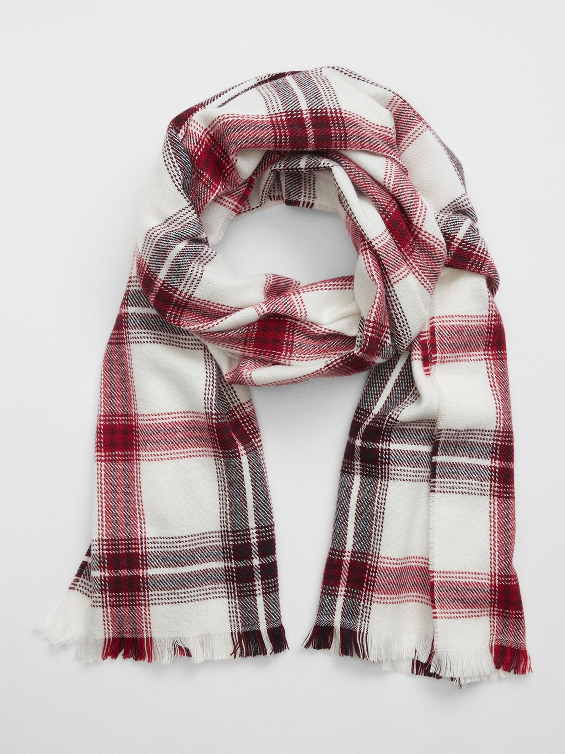 Cranberry Red Tartan Cosy Scarf - Image 2 of 2