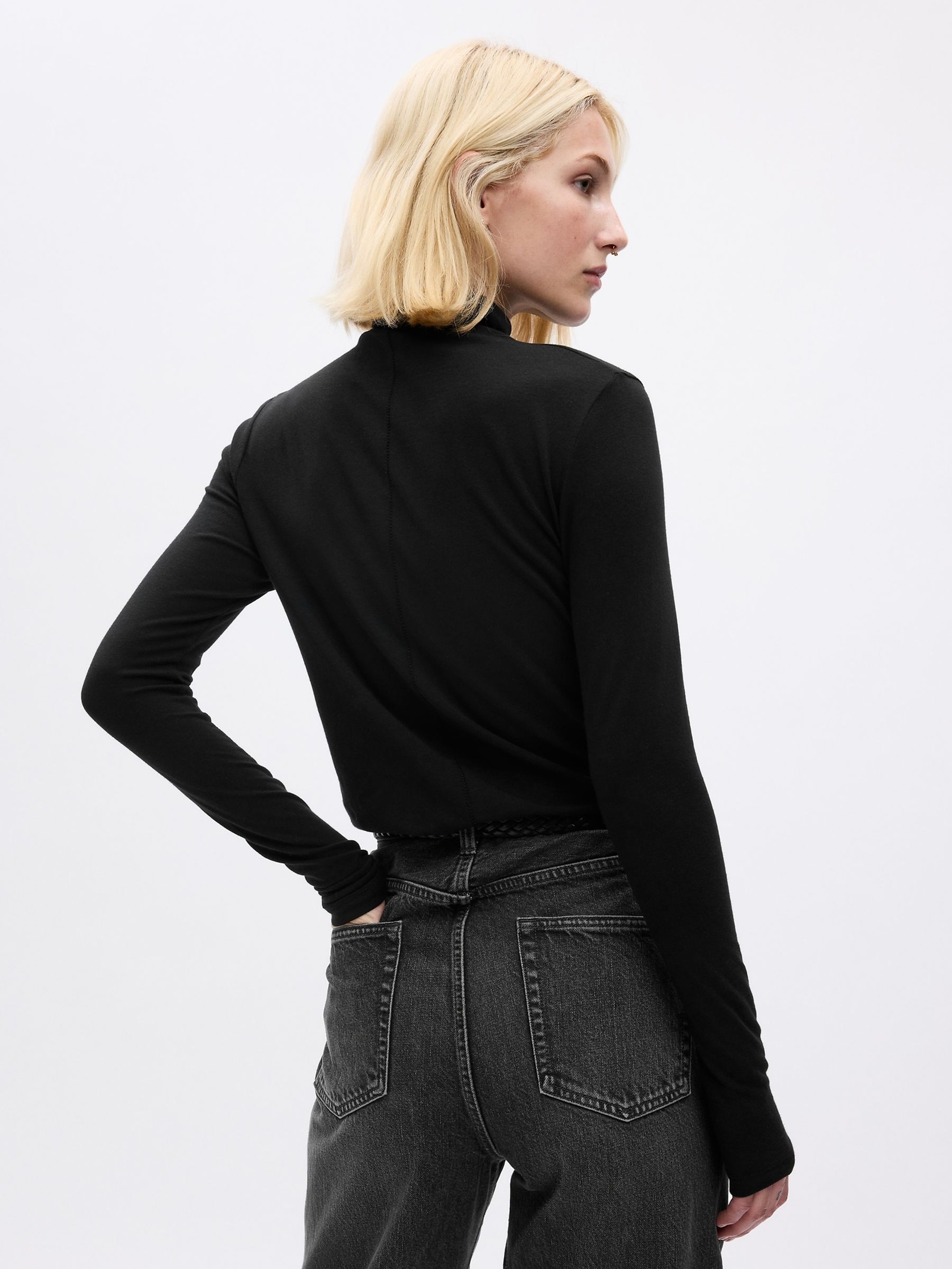 Black Turtle Neck Long Sleeve T-Shirt - Image 2 of 2