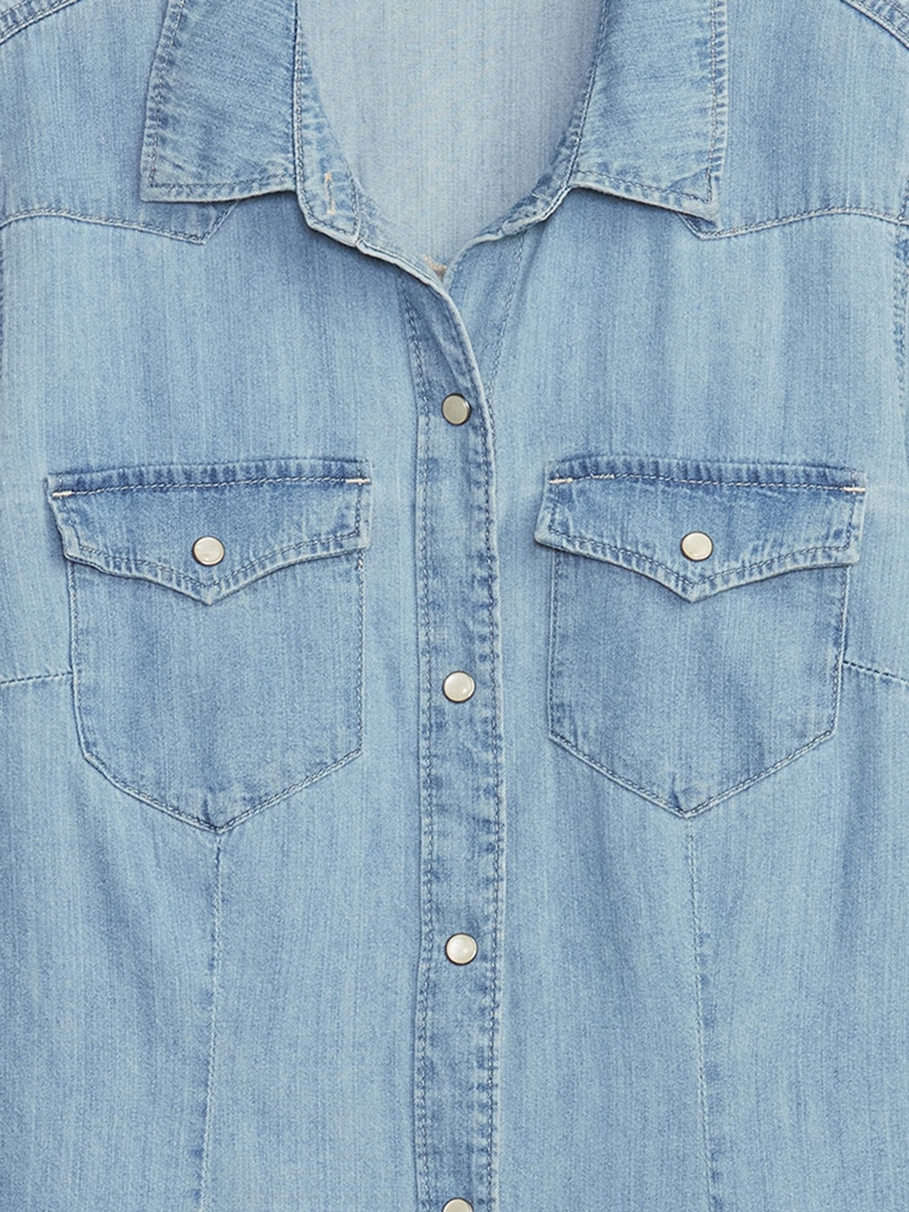 Light Blue Slim Fit Denim Western Shirt - Image 5 of 5