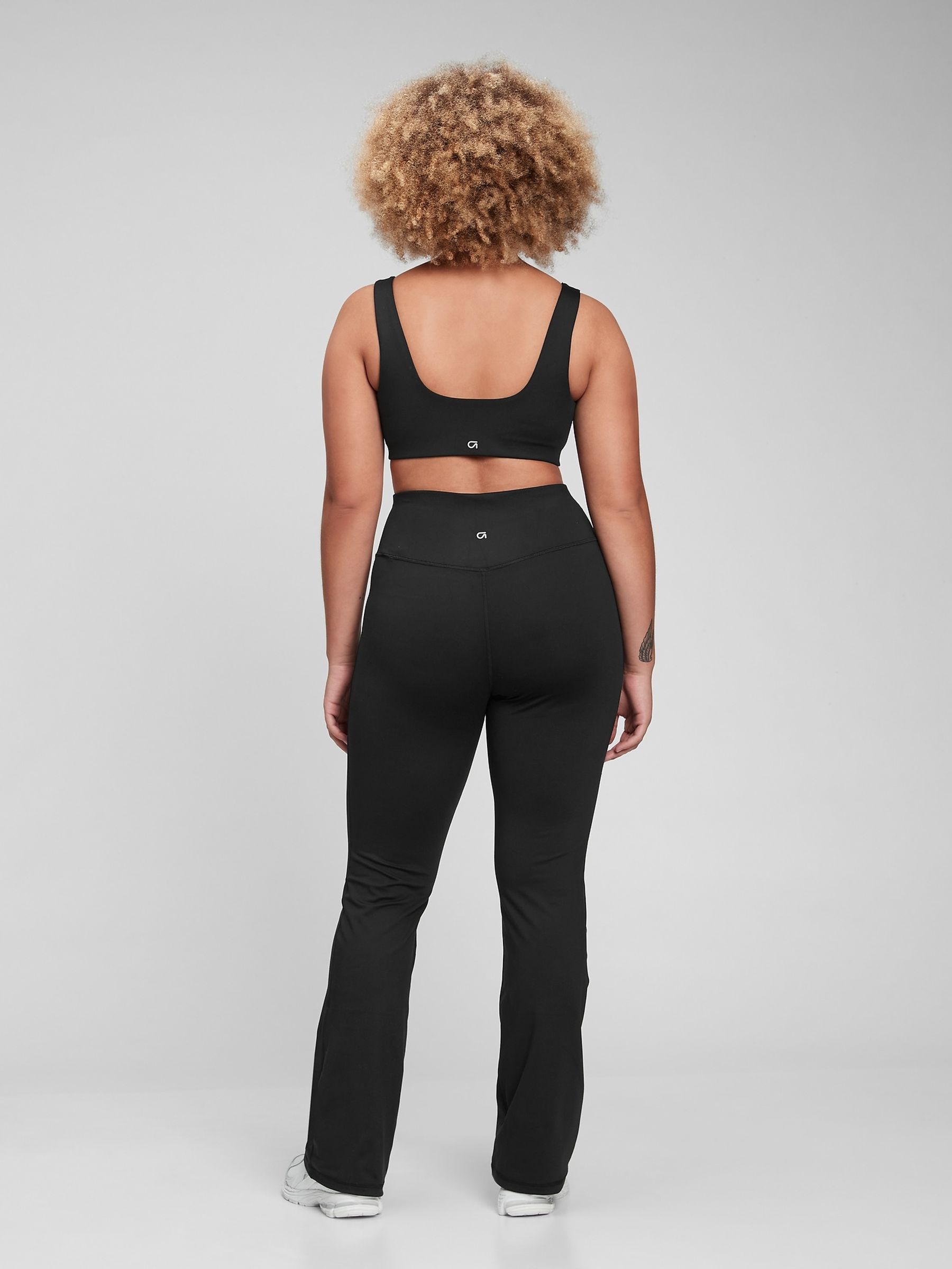 Black Flare High Waisted Power Stretch Leggings - Image 2 of 5