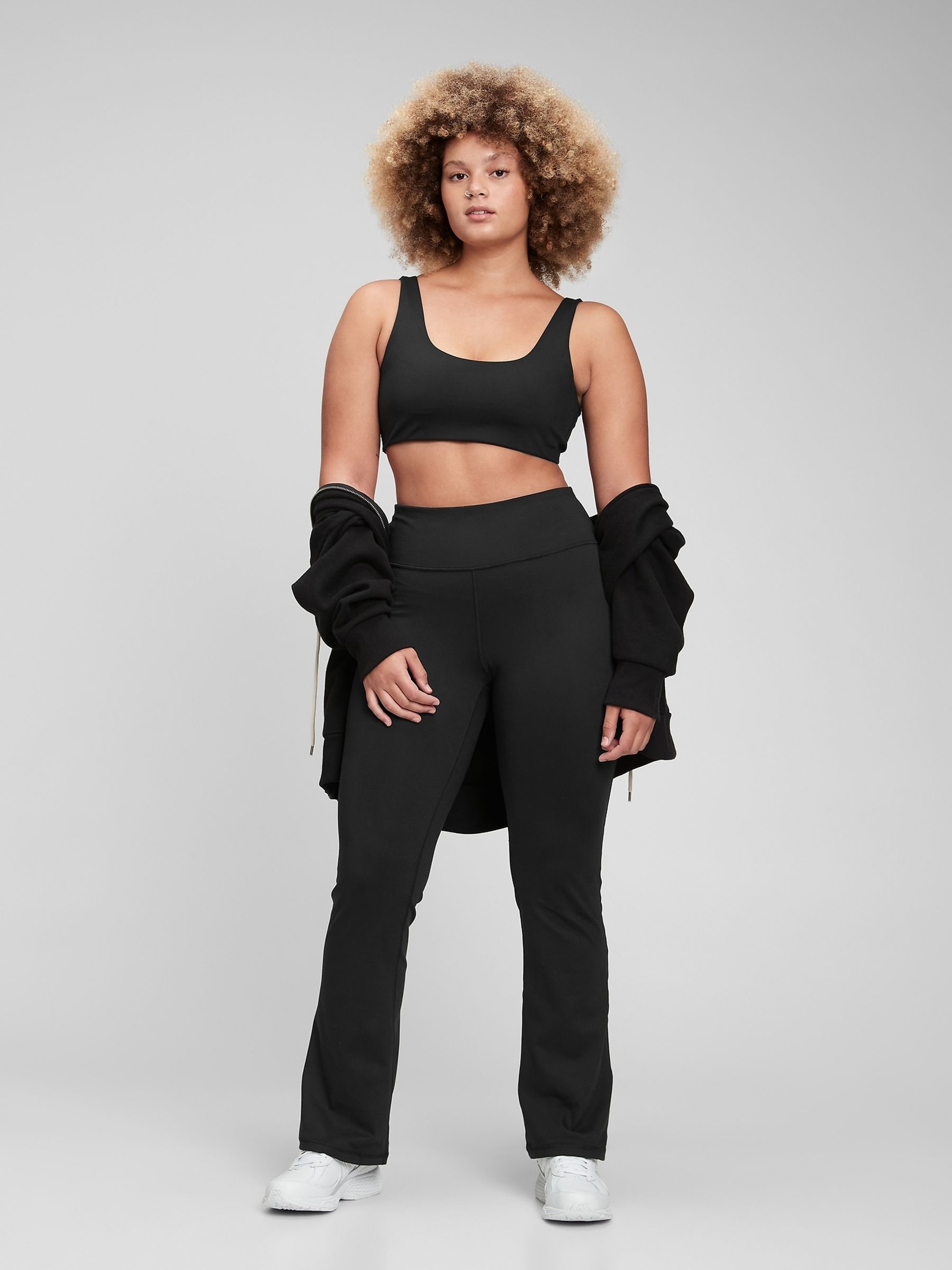 Black Flare High Waisted Power Stretch Leggings - Image 3 of 5
