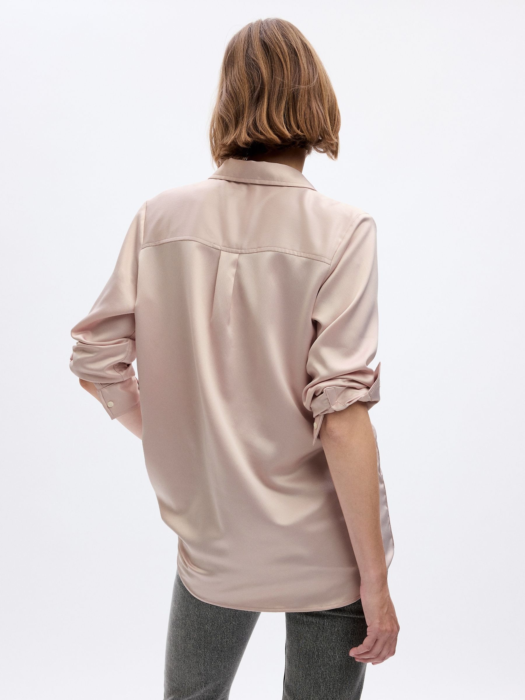 Pink Satin Shirt - Image 2 of 2 Pink Satin Shirt - Image 2 of 2