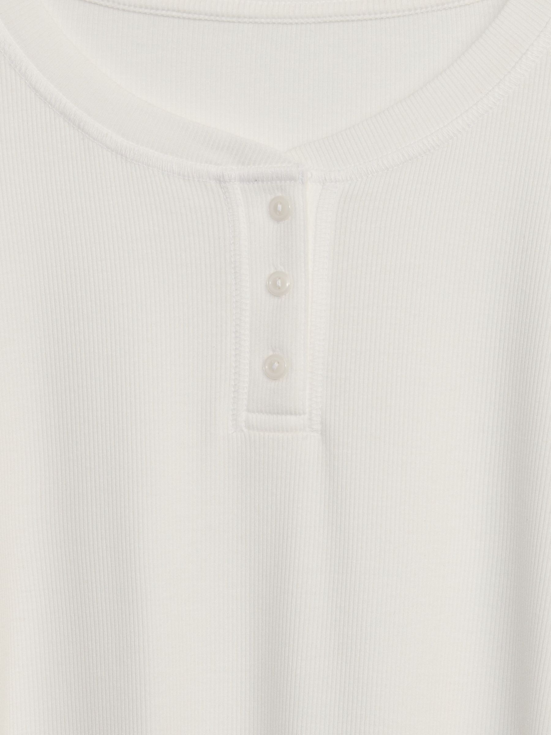 White Ribbed Henley Long Sleeve Pyjama Top - Image 4 of 4