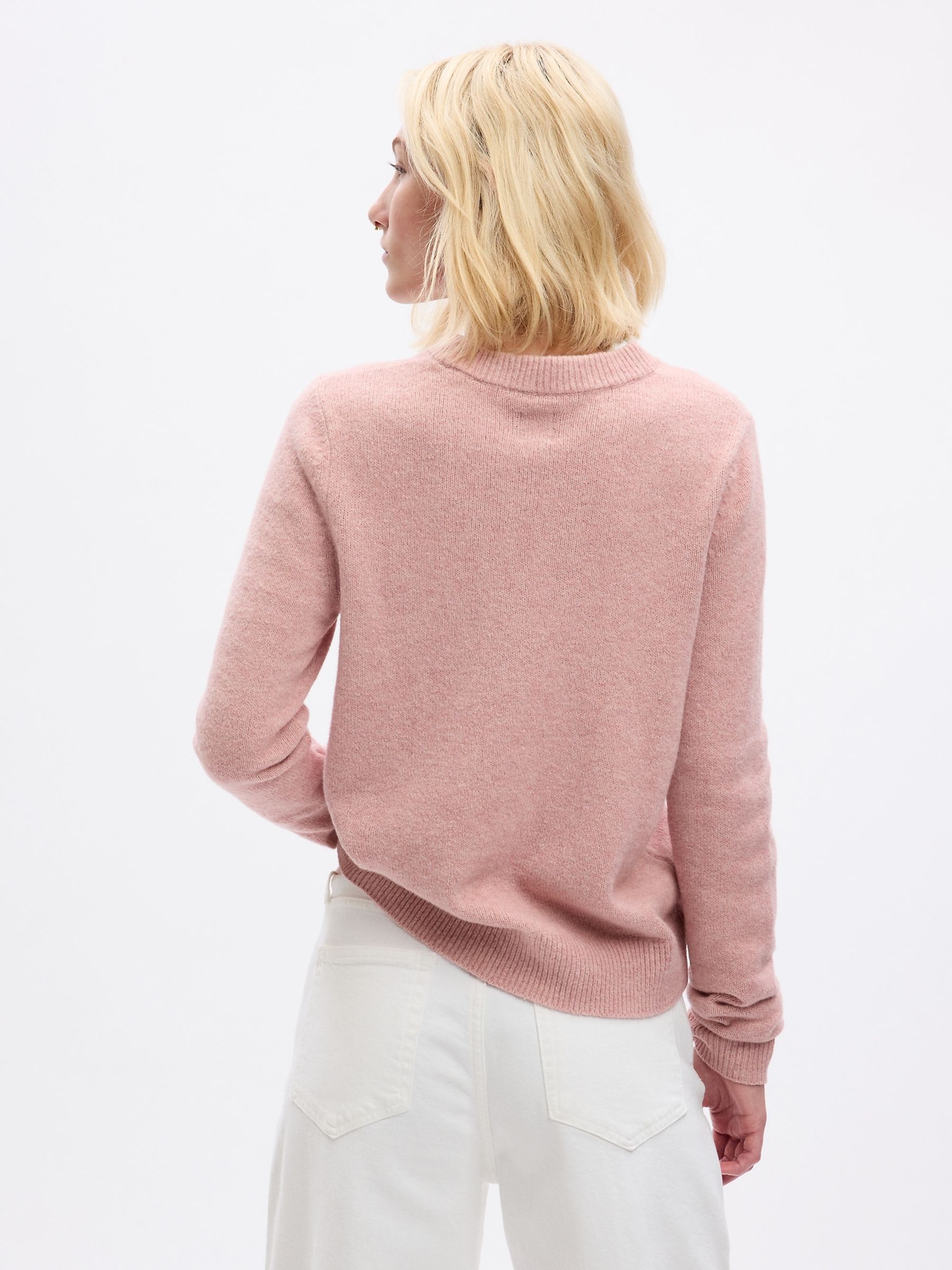 Pink CashSoft Cotton Mix Crew Neck Jumper - Image 2 of 2