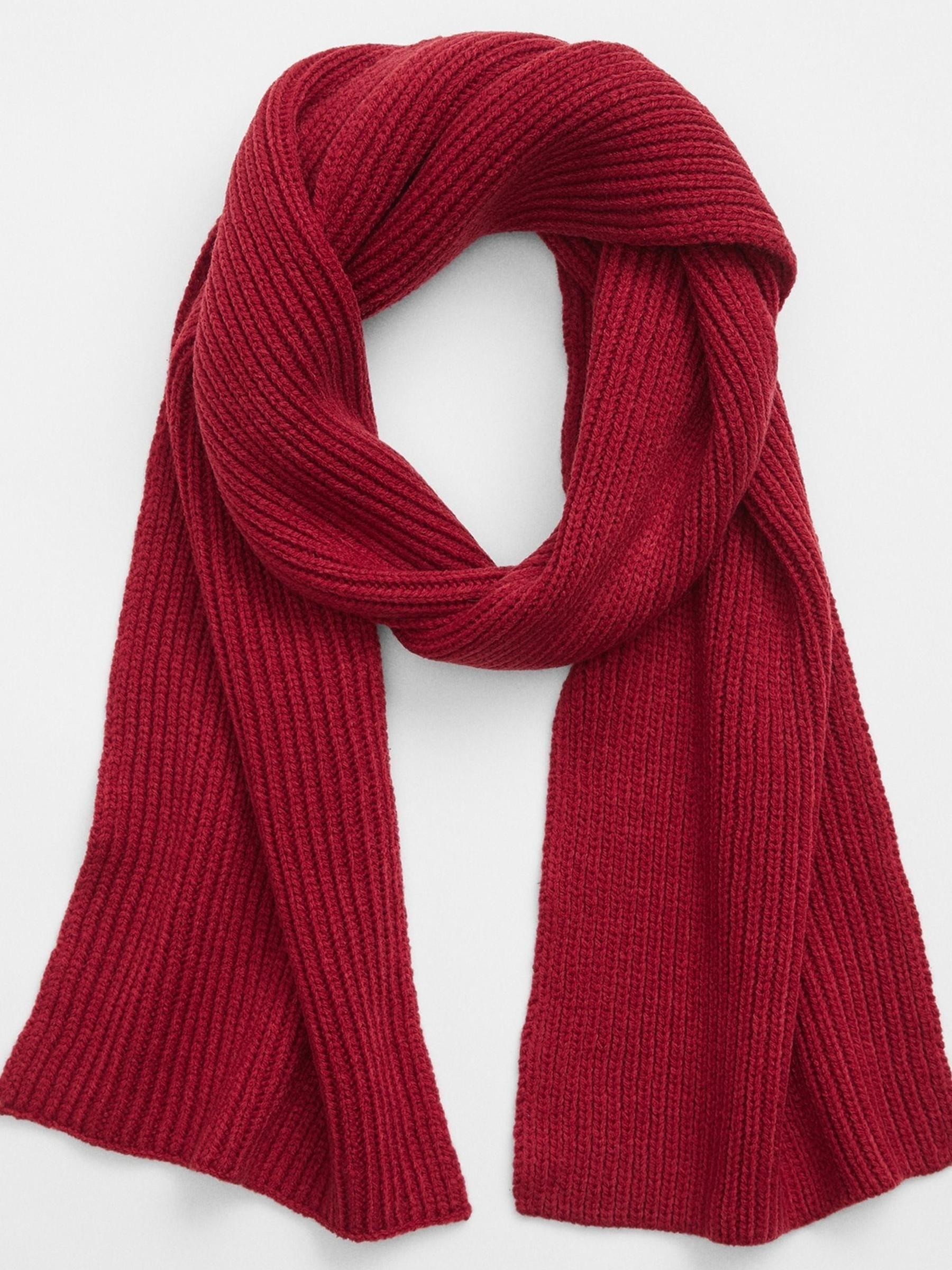 Red Ribbed Cotton Scarf - Image 1 of 1