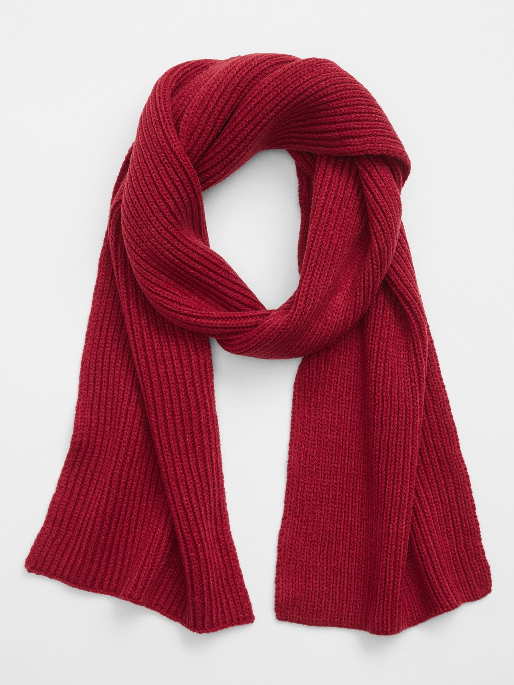 Red Ribbed Cotton Scarf - Image 1 of 2