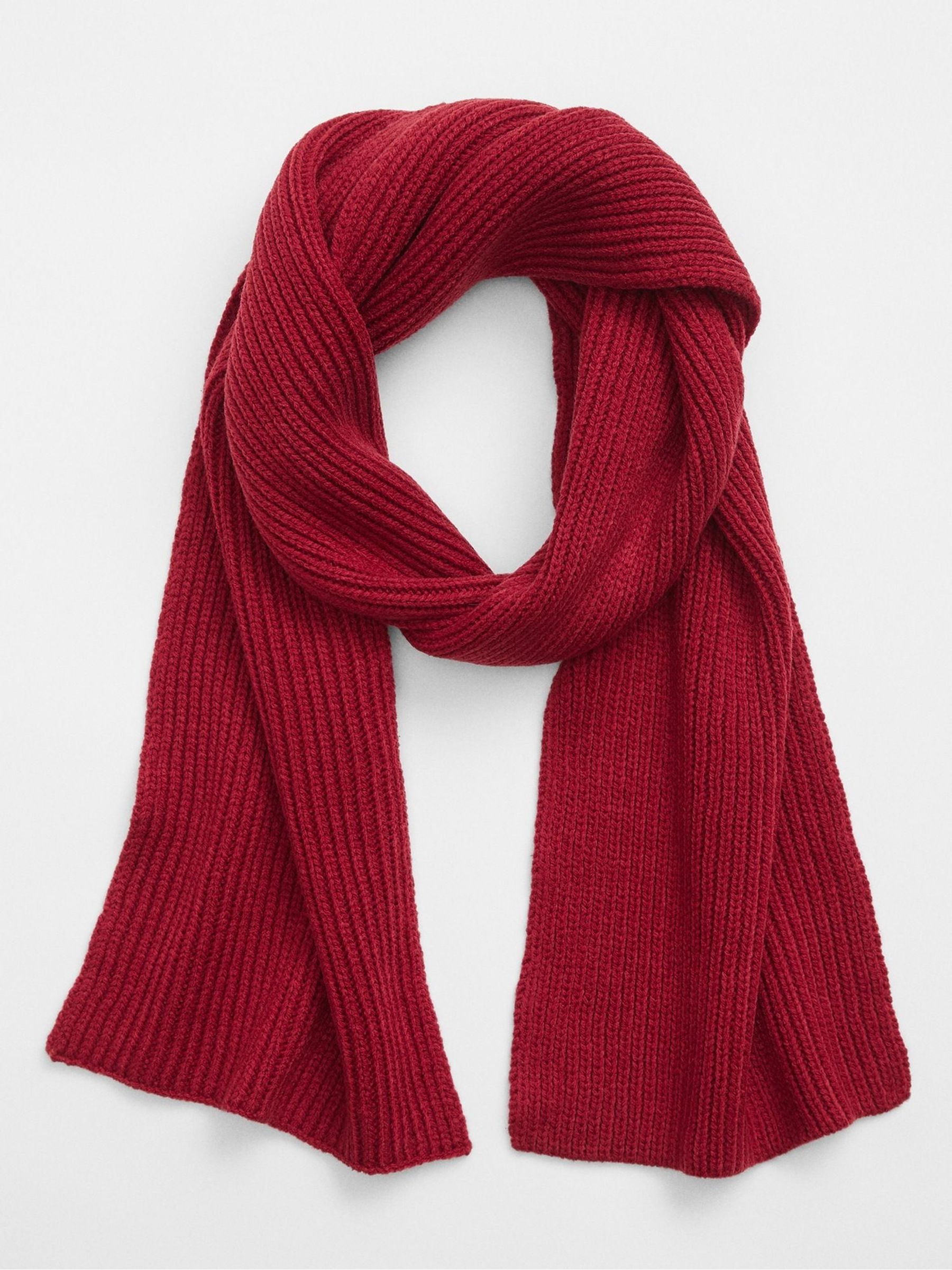 Red Ribbed Cotton Scarf - Image 2 of 2