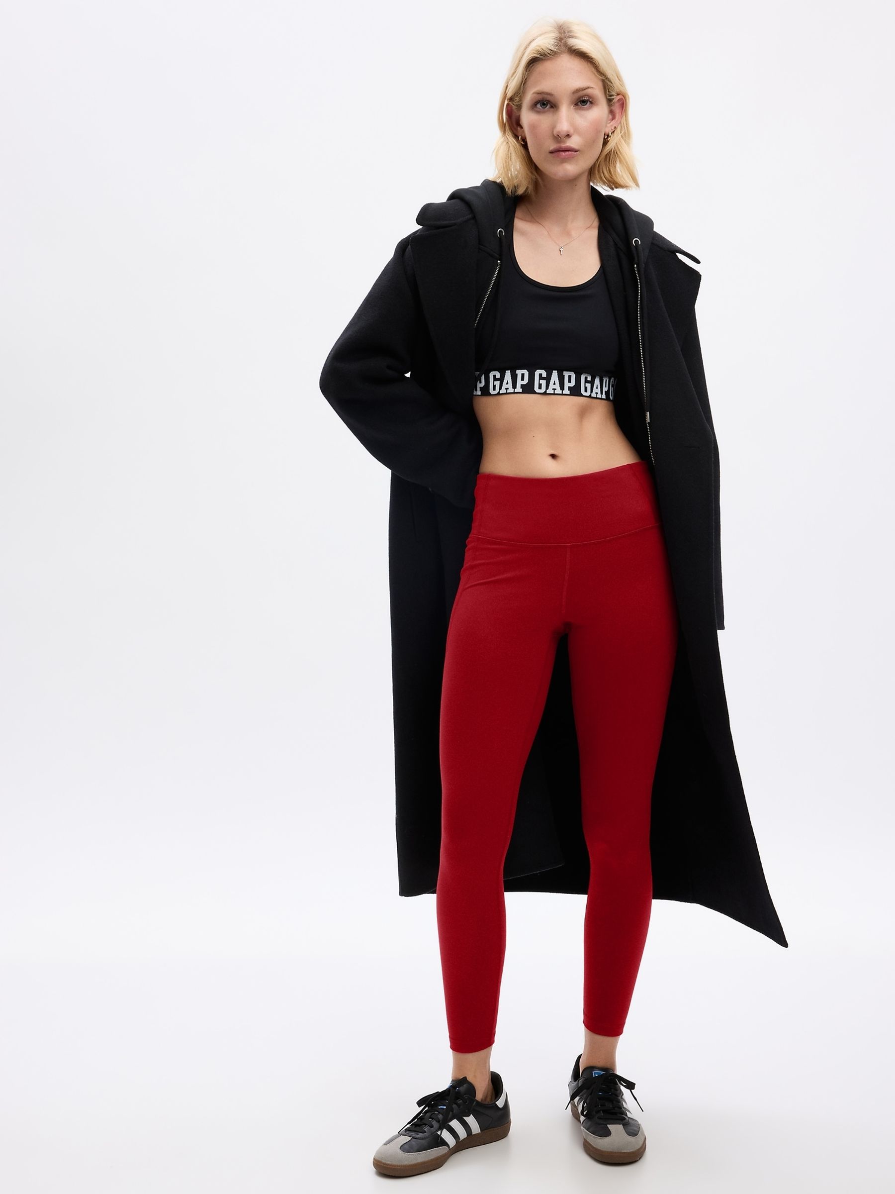 Red High Waisted Full Length Leggings - Image 1 of 2