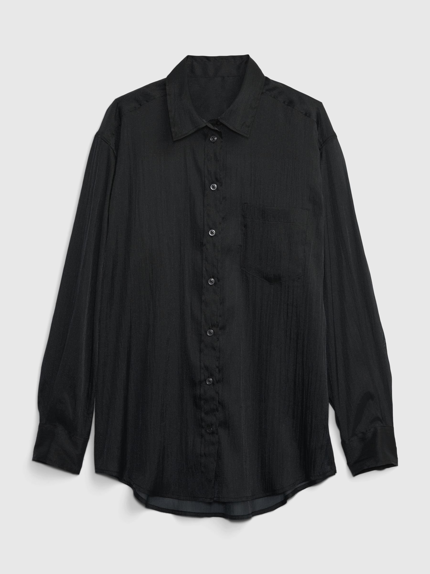 Black Sheer Long Sleeve Pocket Big Shirt - Image 4 of 4