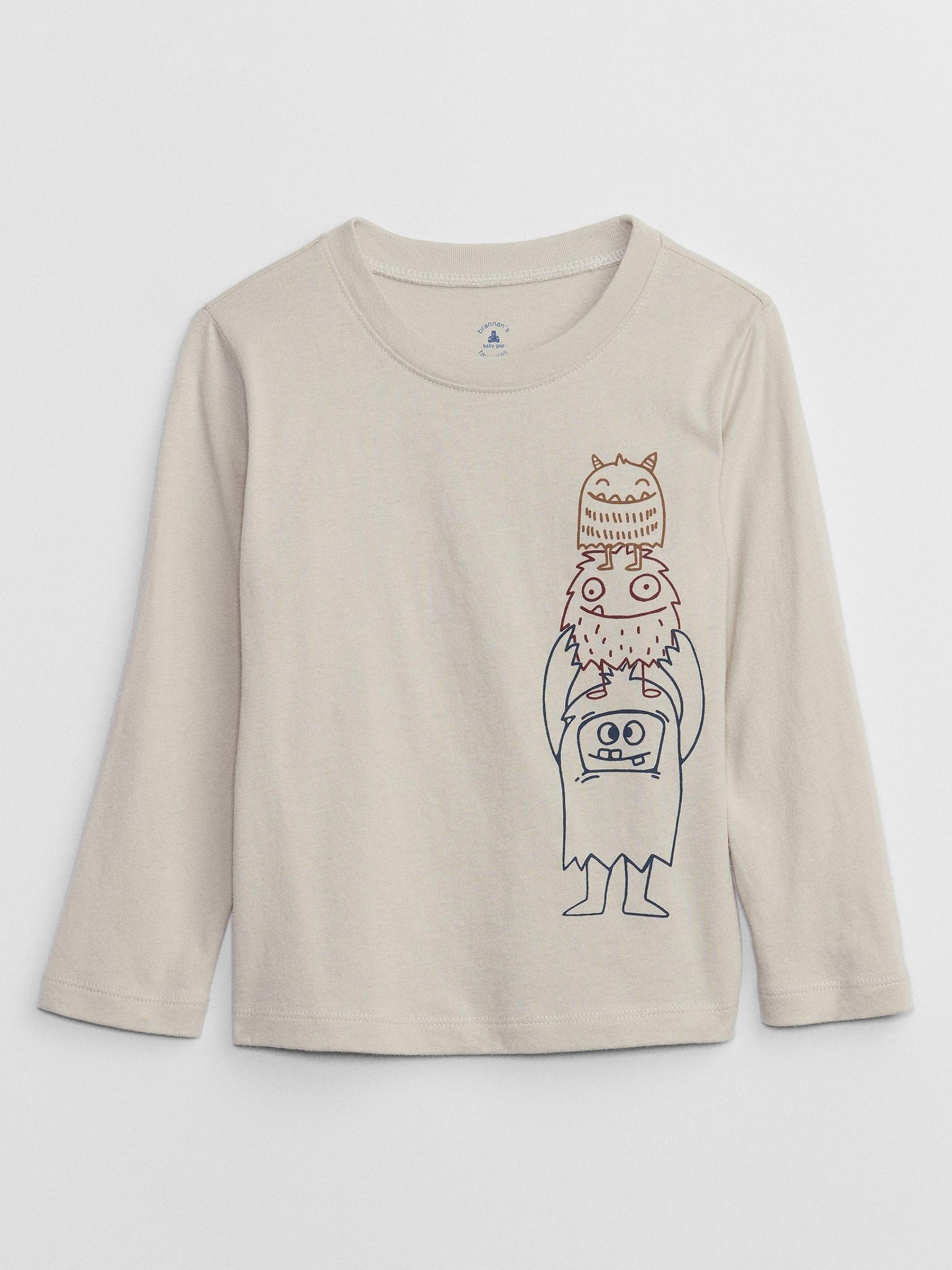 Beige Crew Neck Long Sleeve Graphic T-Shirt (12mths-5yrs) - Image 1 of 1
