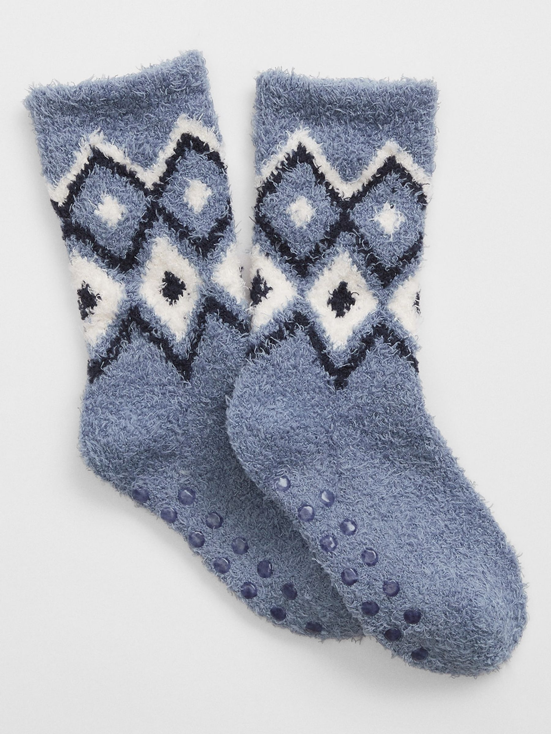 Blue Fair Isle Fluffy Socks - Image 1 of 1