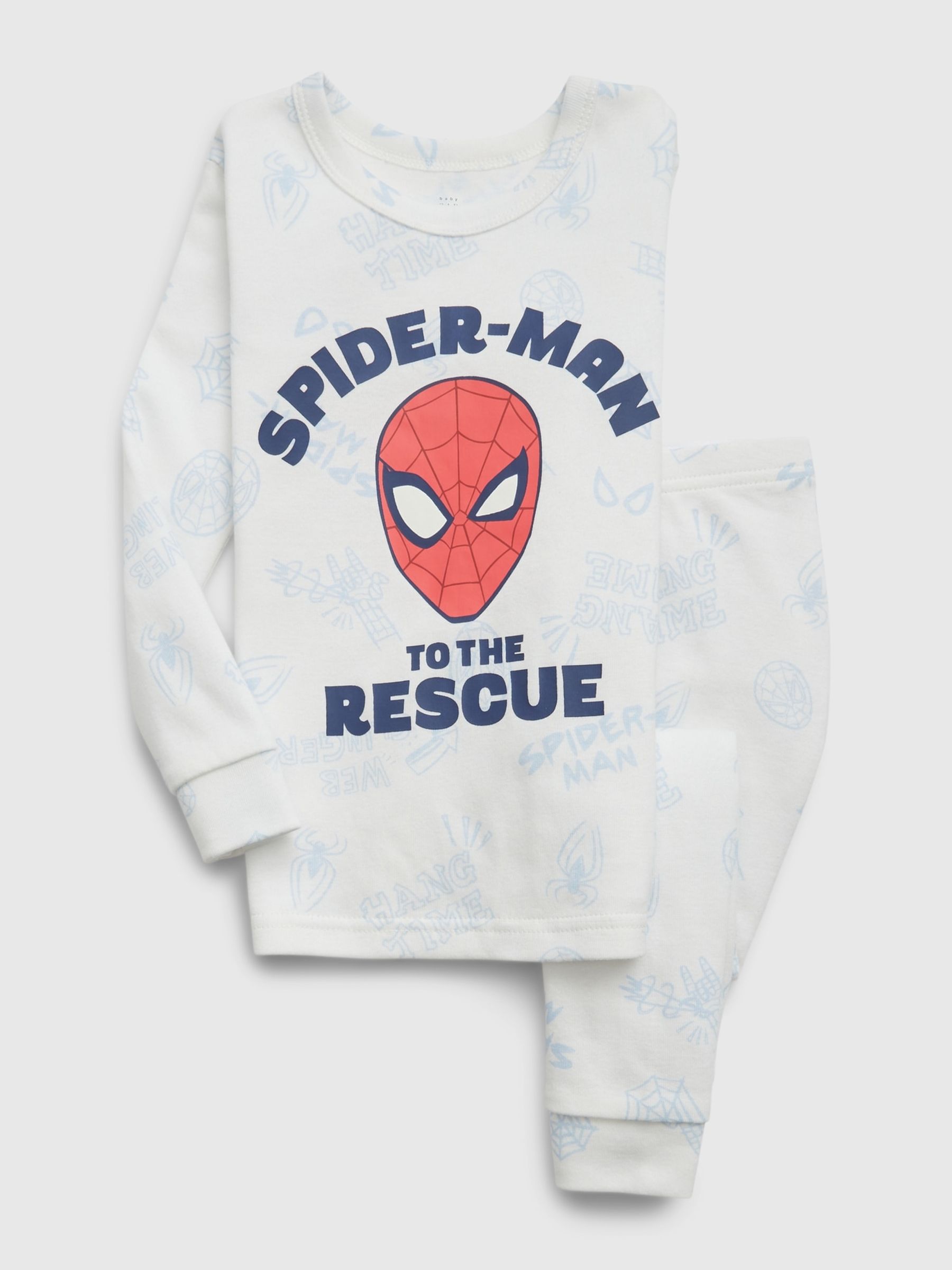 White Marvel Spider-Man Organic Cotton Long Sleeve Pyjama Set (12mths-5yrs) - Image 1 of 2