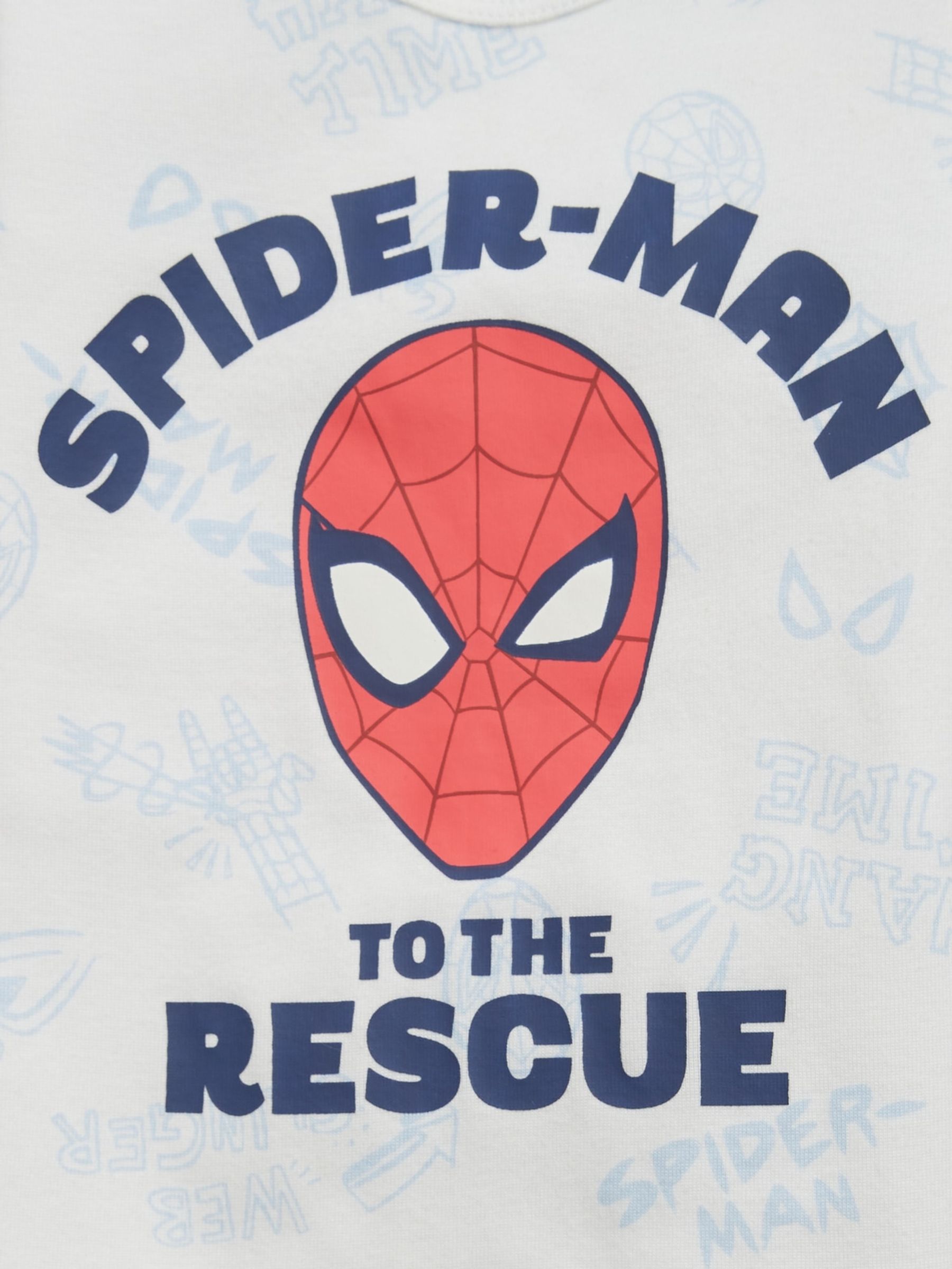 White Marvel Spider-Man Organic Cotton Long Sleeve Pyjama Set (12mths-5yrs) - Image 2 of 2