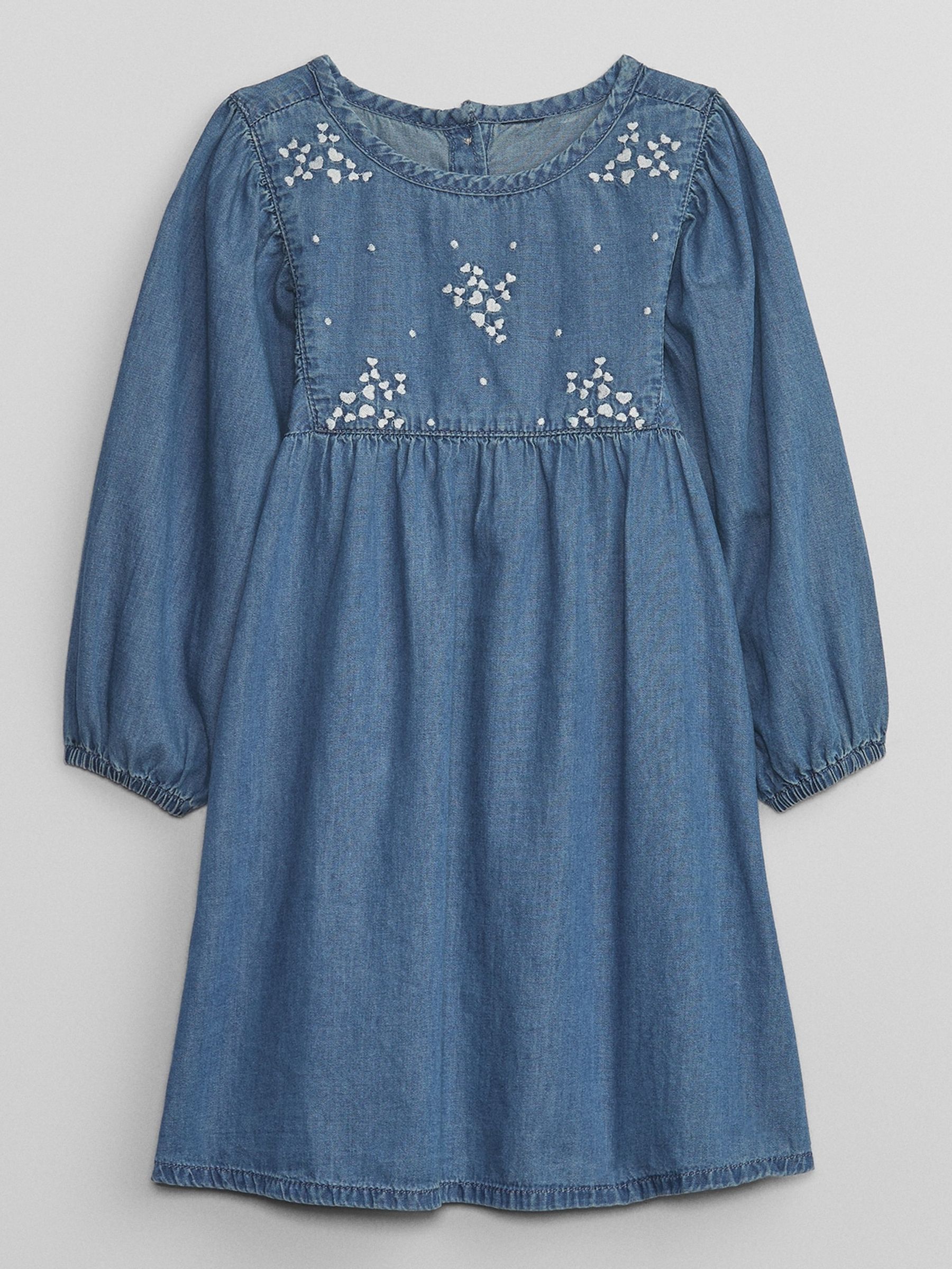 Blue Embroidered Denim Dress with Washwell (12mths-5yrs) - Image 1 of 2