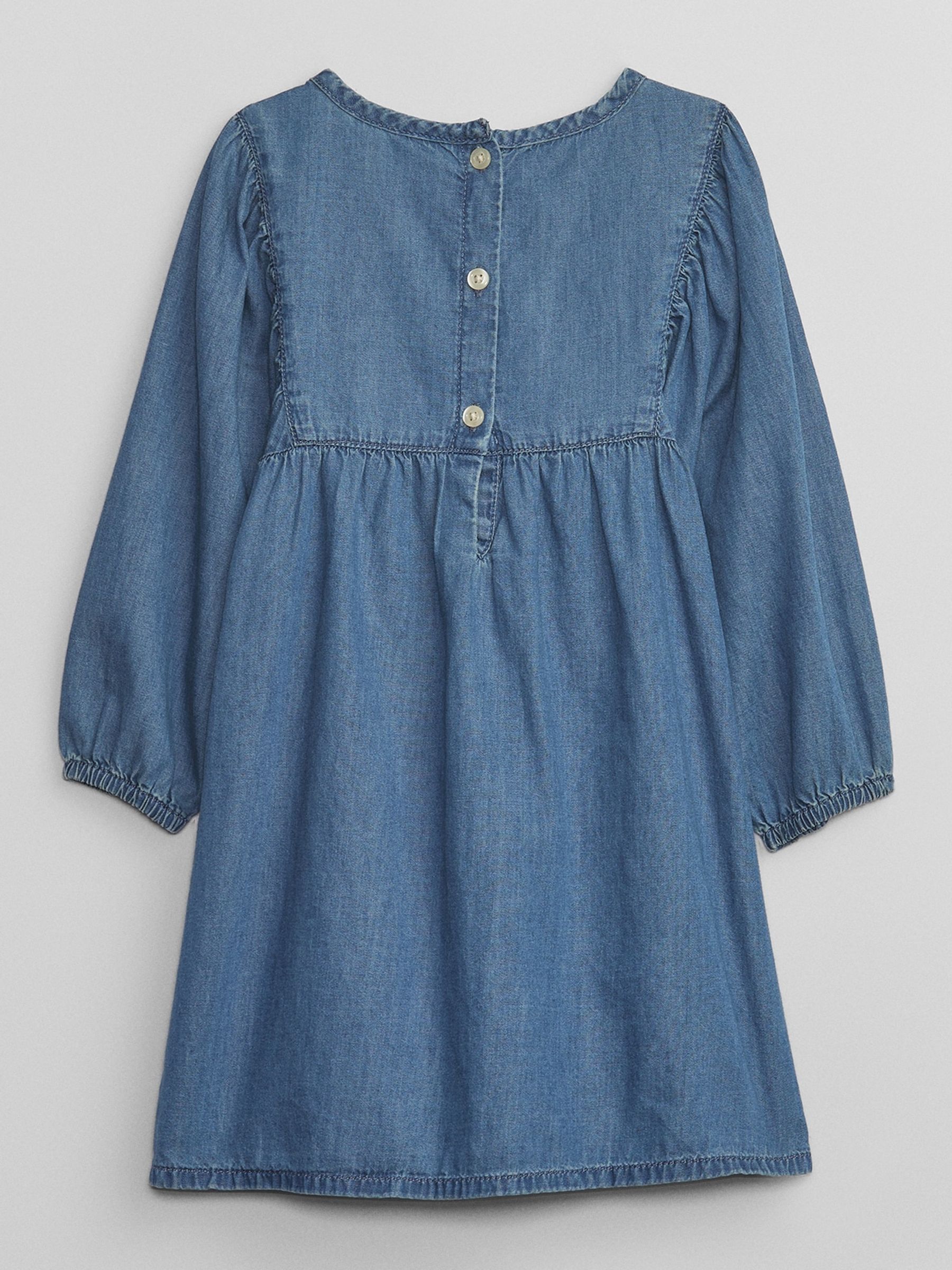 Blue Embroidered Denim Dress with Washwell (12mths-5yrs) - Image 2 of 2